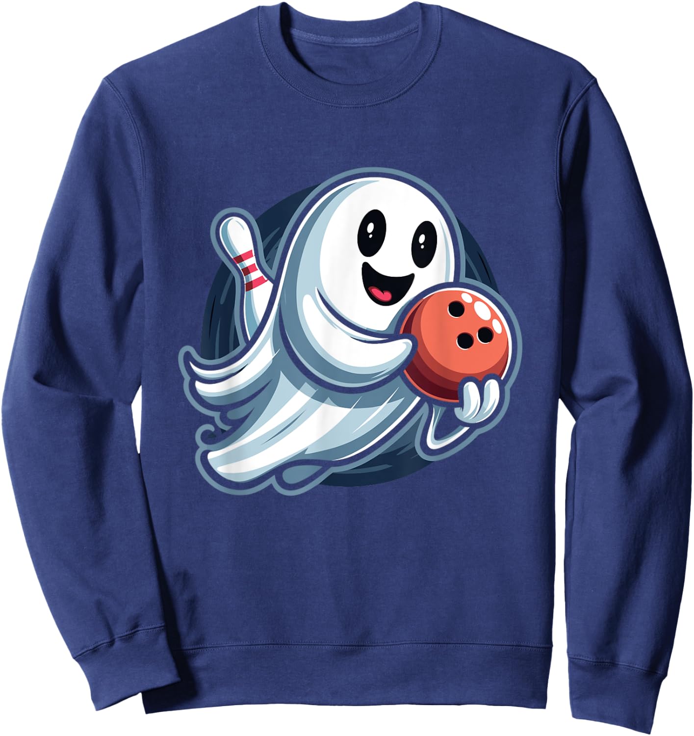 Funny Ghost Bowling Crew Sweatshirt - Sweatshirt | Navy