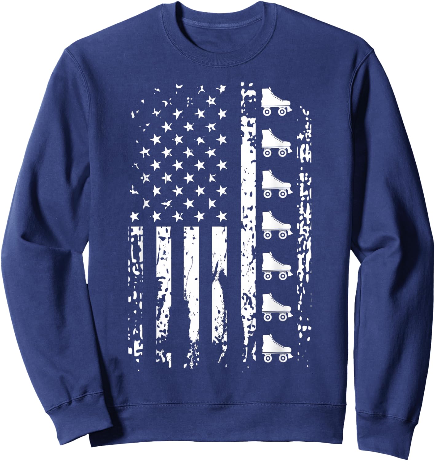 Roller Skate Shirt American Flag USA Roller Skating Sweatshirt - Sweatshirt | Navy