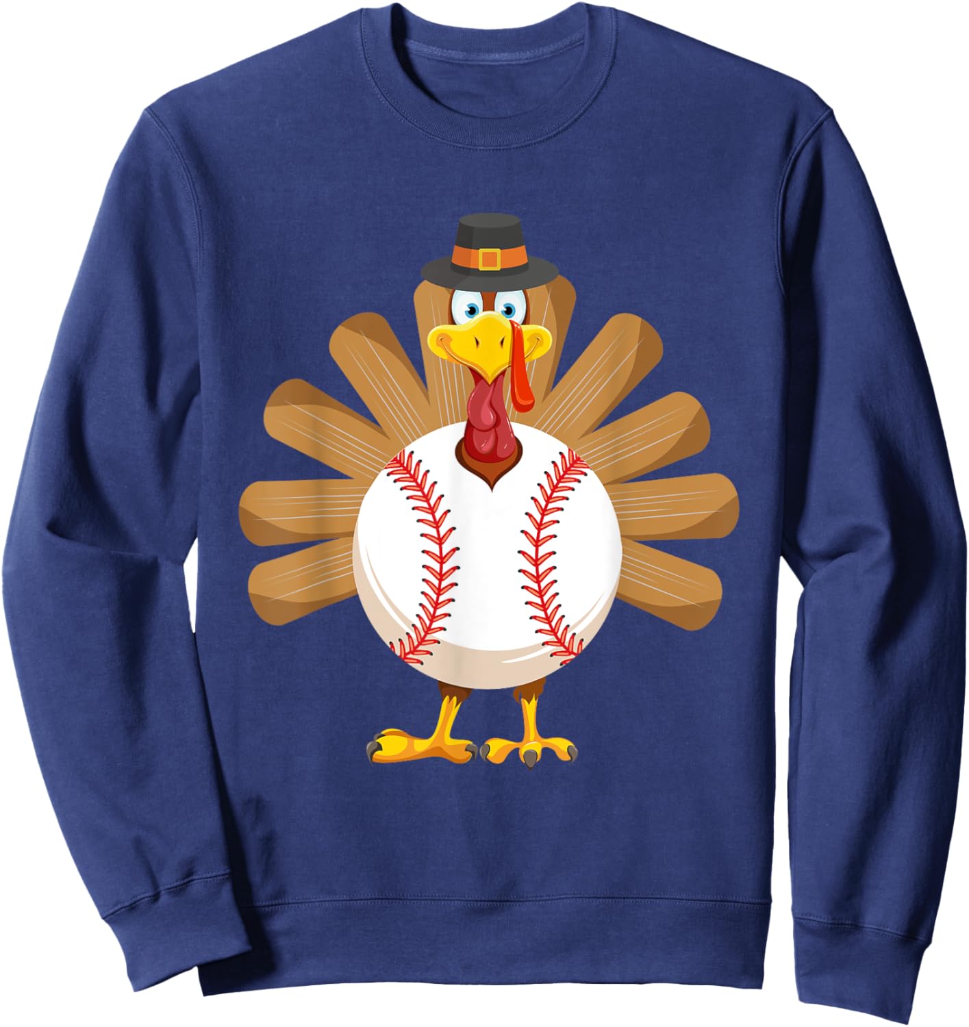 Baseball Turkey Thanksgiving Shirt for Boys Toddlers Kid Mom Sweatshirt - Sweatshirt | Navy