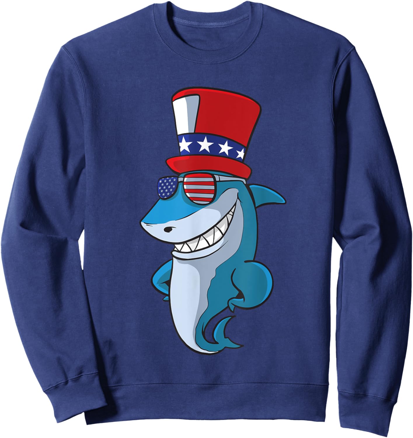 Cute Shark 4th Of July Independence Day America USA Sweatshirt - Sweatshirt | Navy