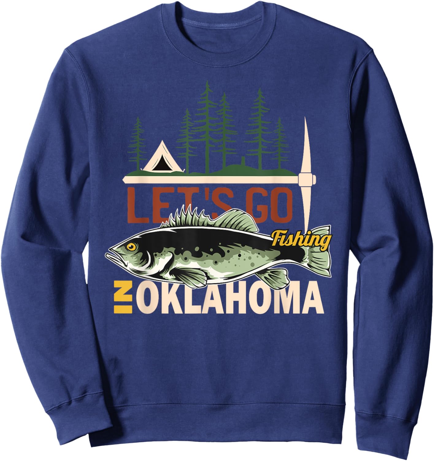 Camping Fishing in Oklahoma - Nature Oklahoma Fishing Sweatshirt - Sweatshirt | Navy