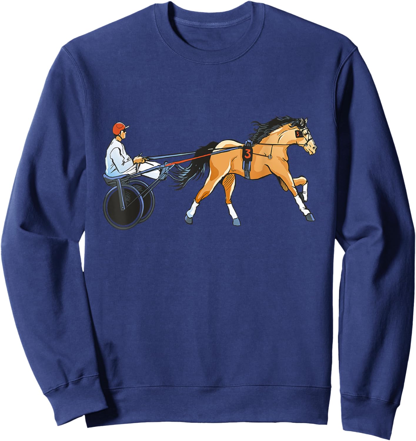 Harness Racing Equitation Horse Racer Trotting Horse Racing Sweatshirt - Sweatshirt | Navy