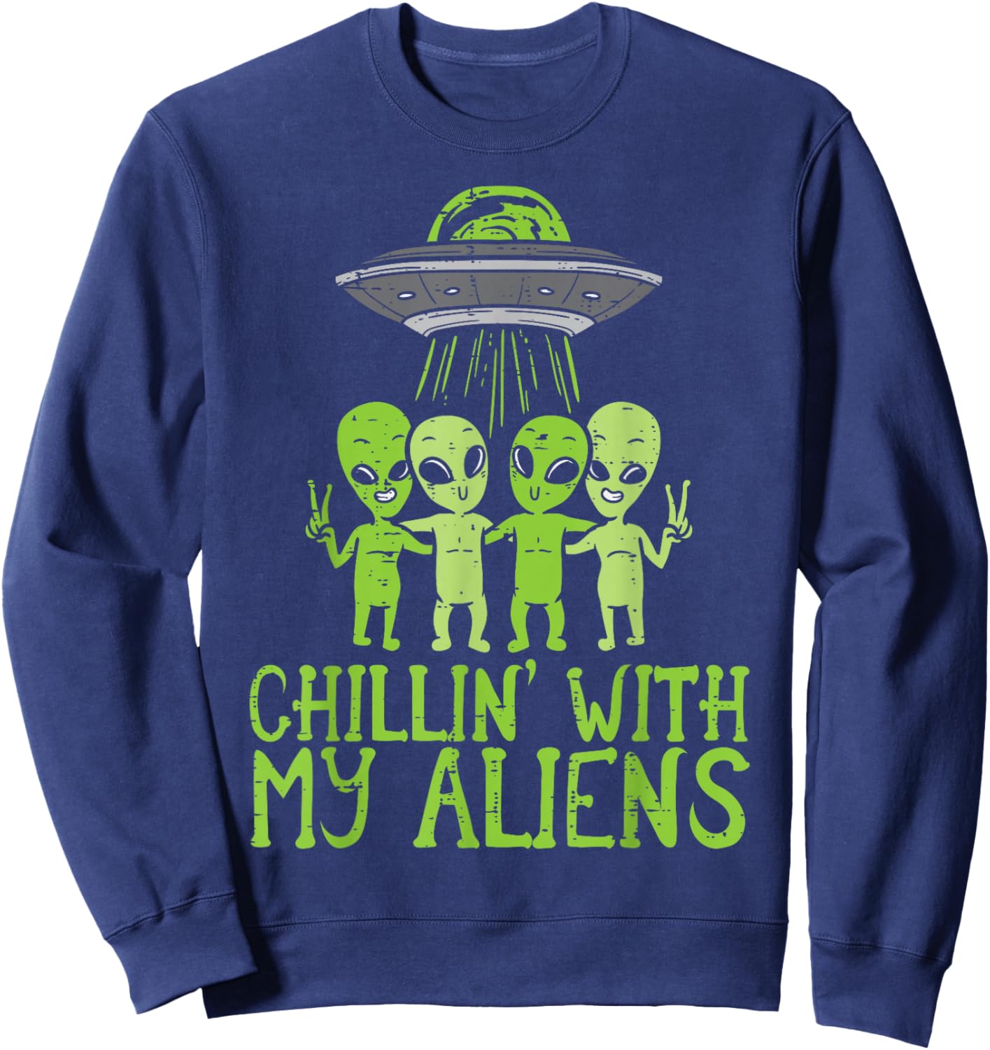 Chillin With My Aliens Group Toddler Boys Halloween Kids Sweatshirt - Sweatshirt | Navy