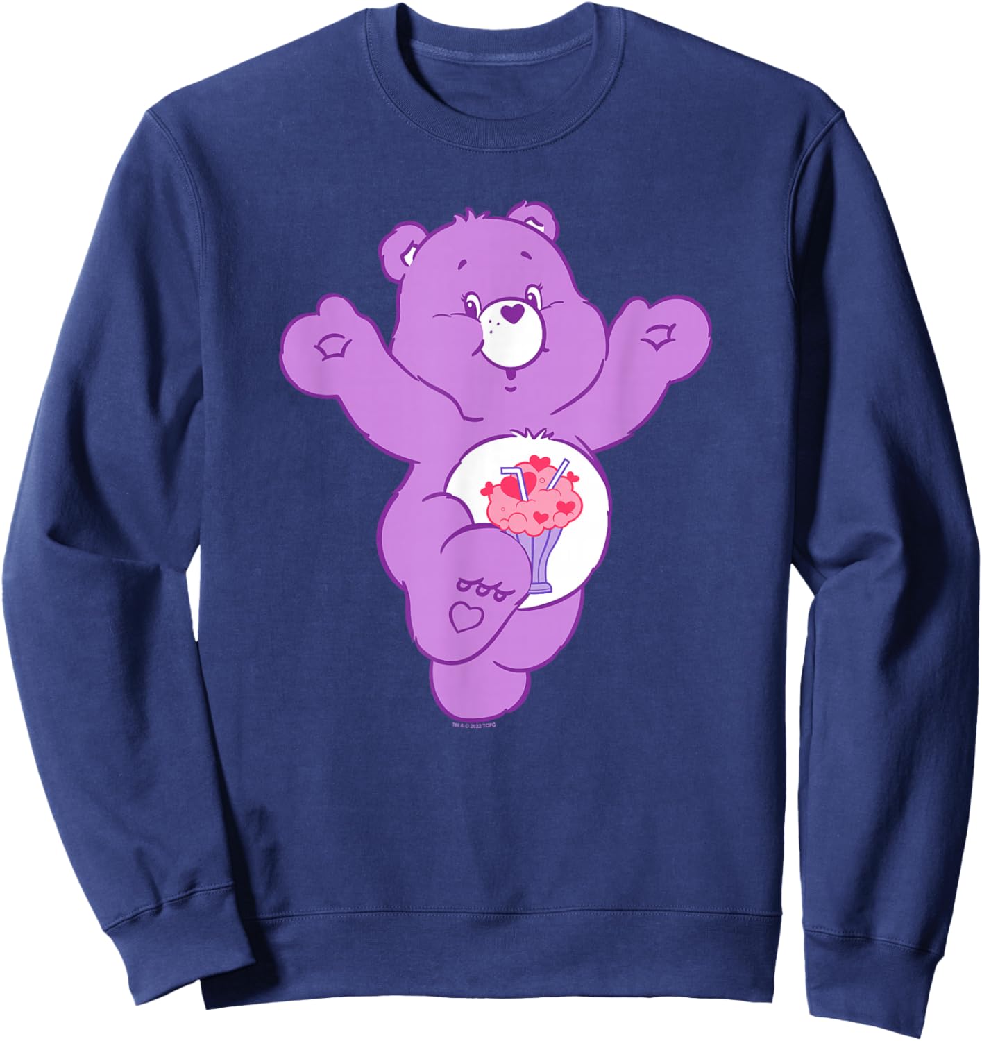 Care Bears Share Bear Milkshake Belly Badge Portrait Sweatshirt - Sweatshirt | Navy