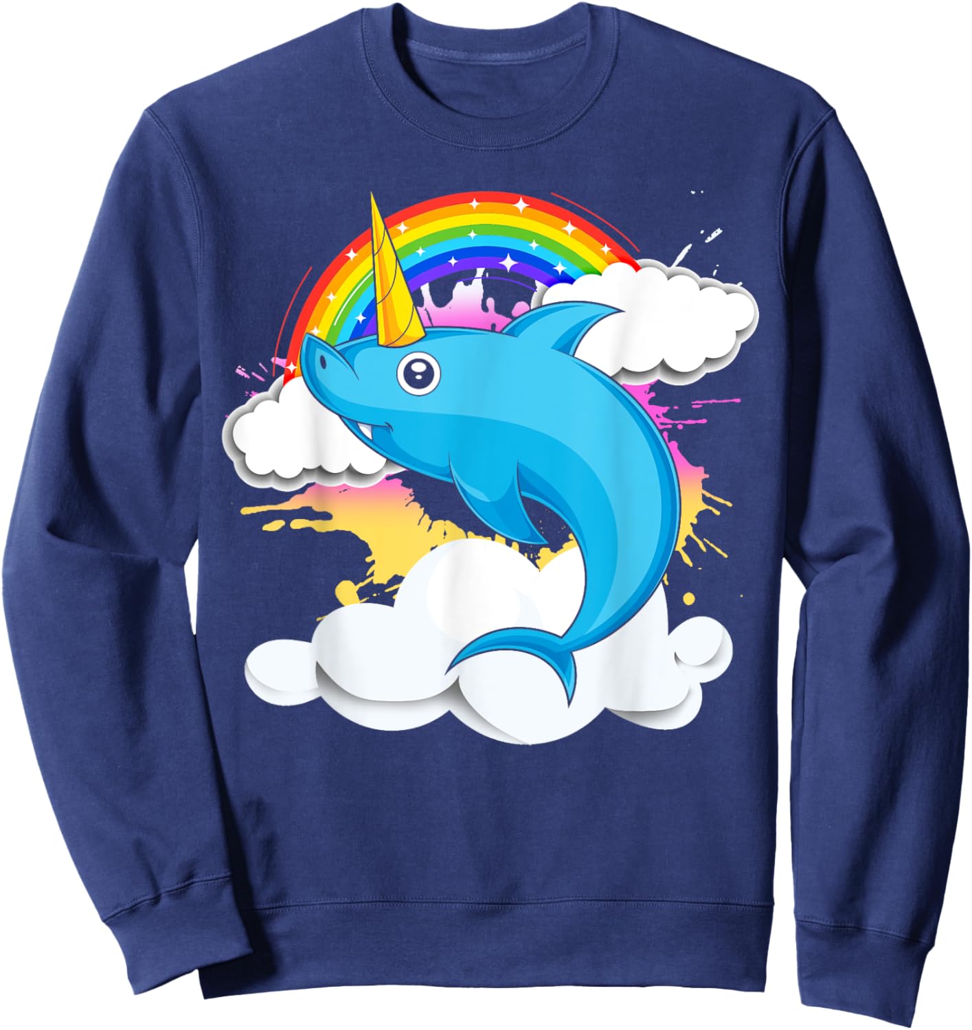 Sea Animal Rainbow Sharkicorn Fantasy Creature Unicorn Shark Sweatshirt - Sweatshirt | Navy