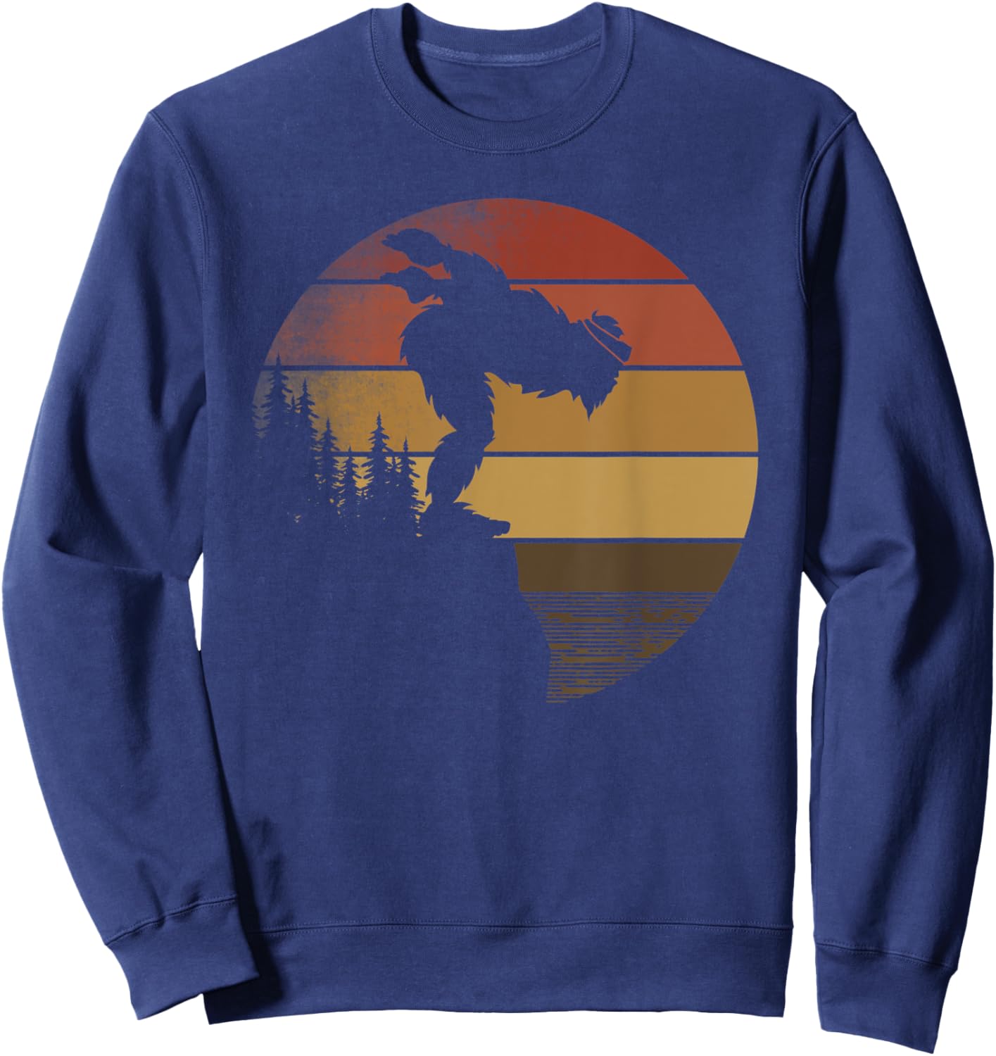 Retro Bigfoot Swim For Sasquatch Swimmer Coach Team Swimming Sweatshirt - Sweatshirt | Navy