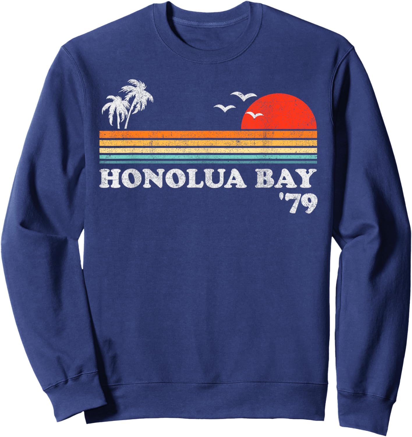 Vintage Honolua Bay Maui Hawaii Beach Retro Sunset Surf 70's Women Girls Kids Sweatshirt - Sweatshirt | Navy