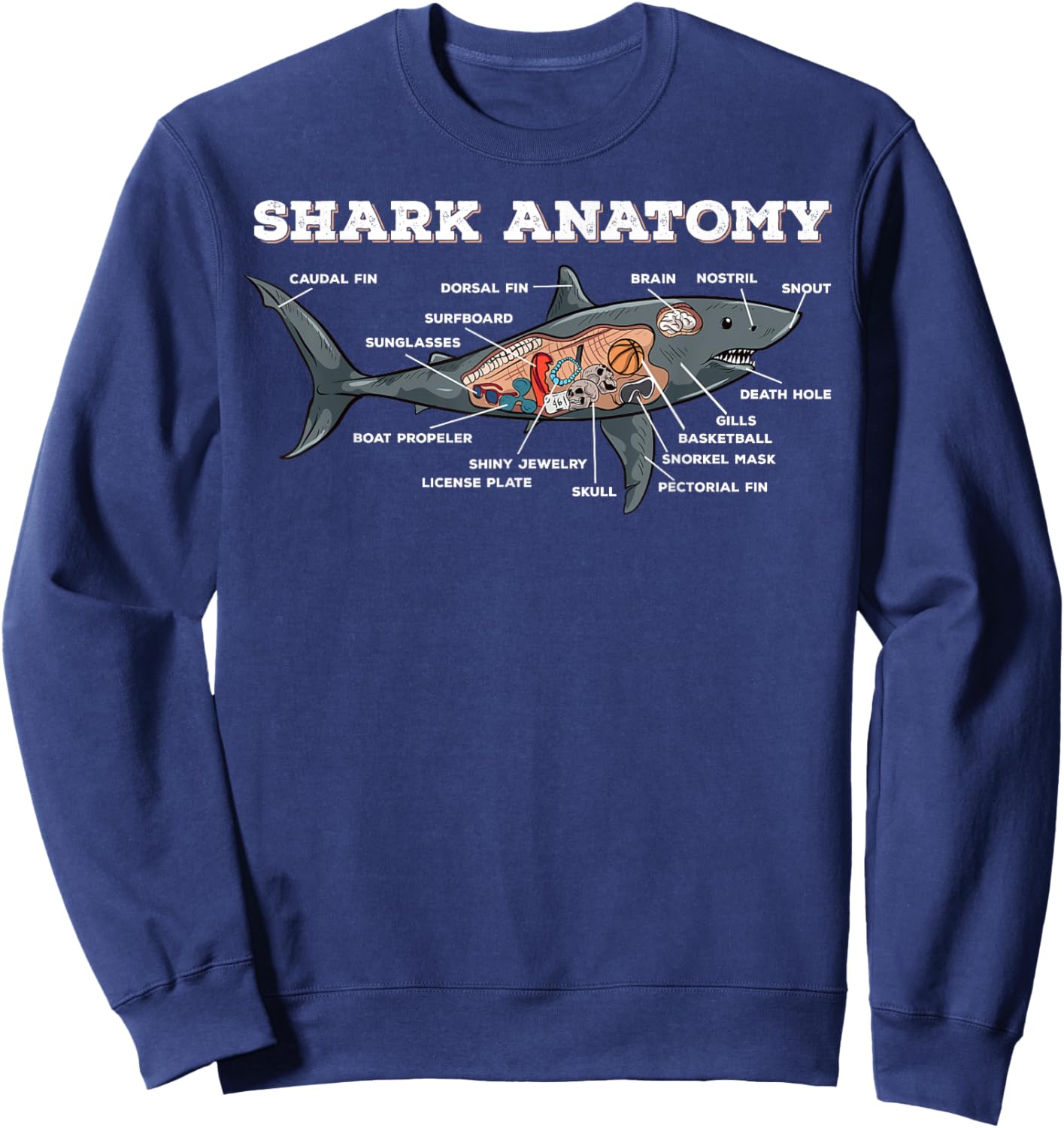 Anatomy Of A Great White Shark Funny Shark Lover Sweatshirt - Sweatshirt | Navy