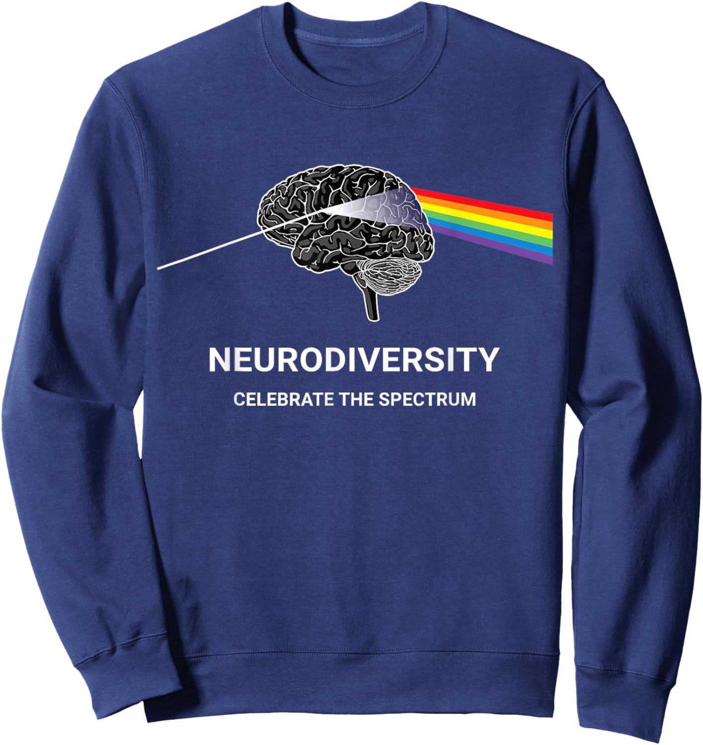 Neurodiversity Autism Spectrum ASD ADHD Rainbow Brain Sweatshirt - Sweatshirt | Navy