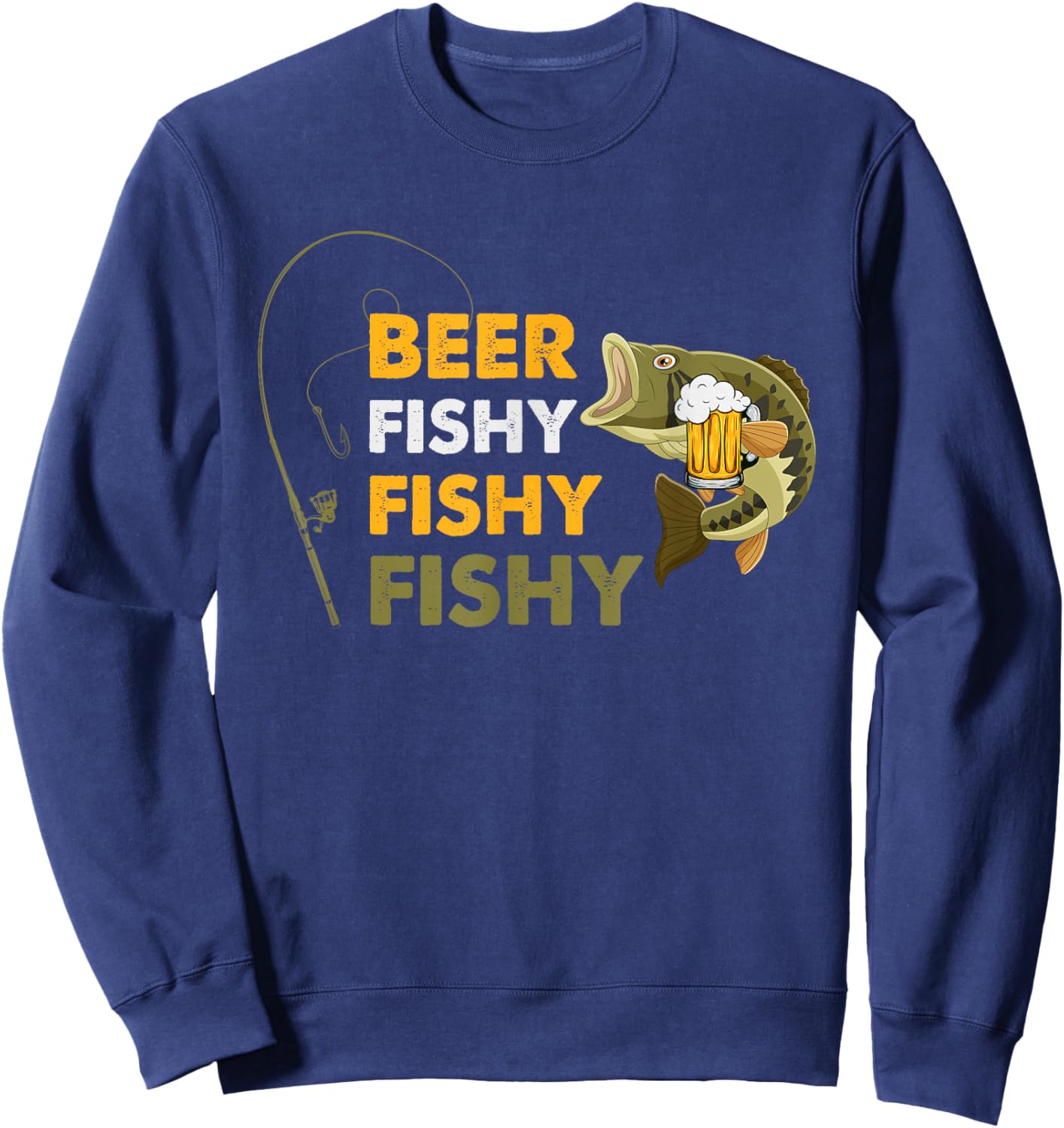 Beer Fishy Fishy Fishing Lover Fisherman Retro Vintage Sweatshirt - Sweatshirt | Navy