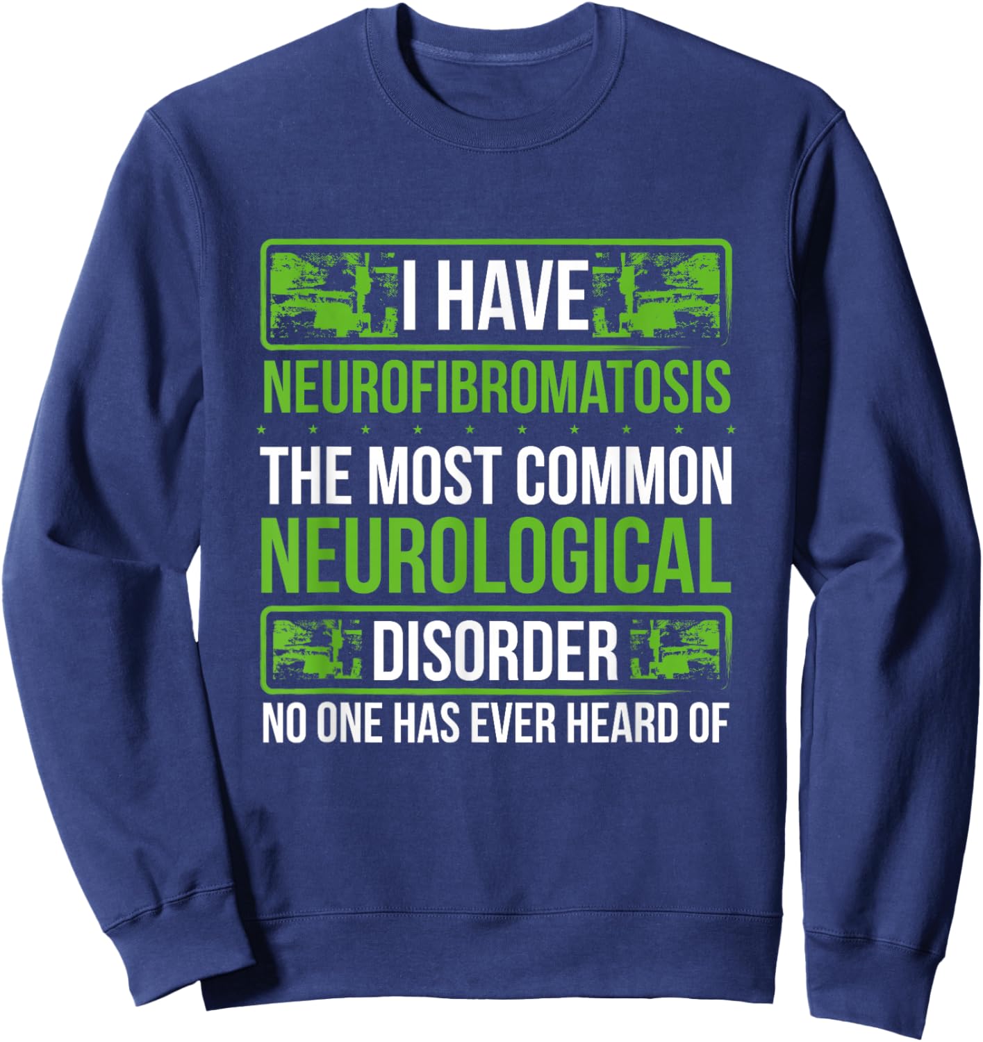 Neurofibromatosis Awareness Neurological Disorder Ribbon Sweatshirt - Sweatshirt | Navy
