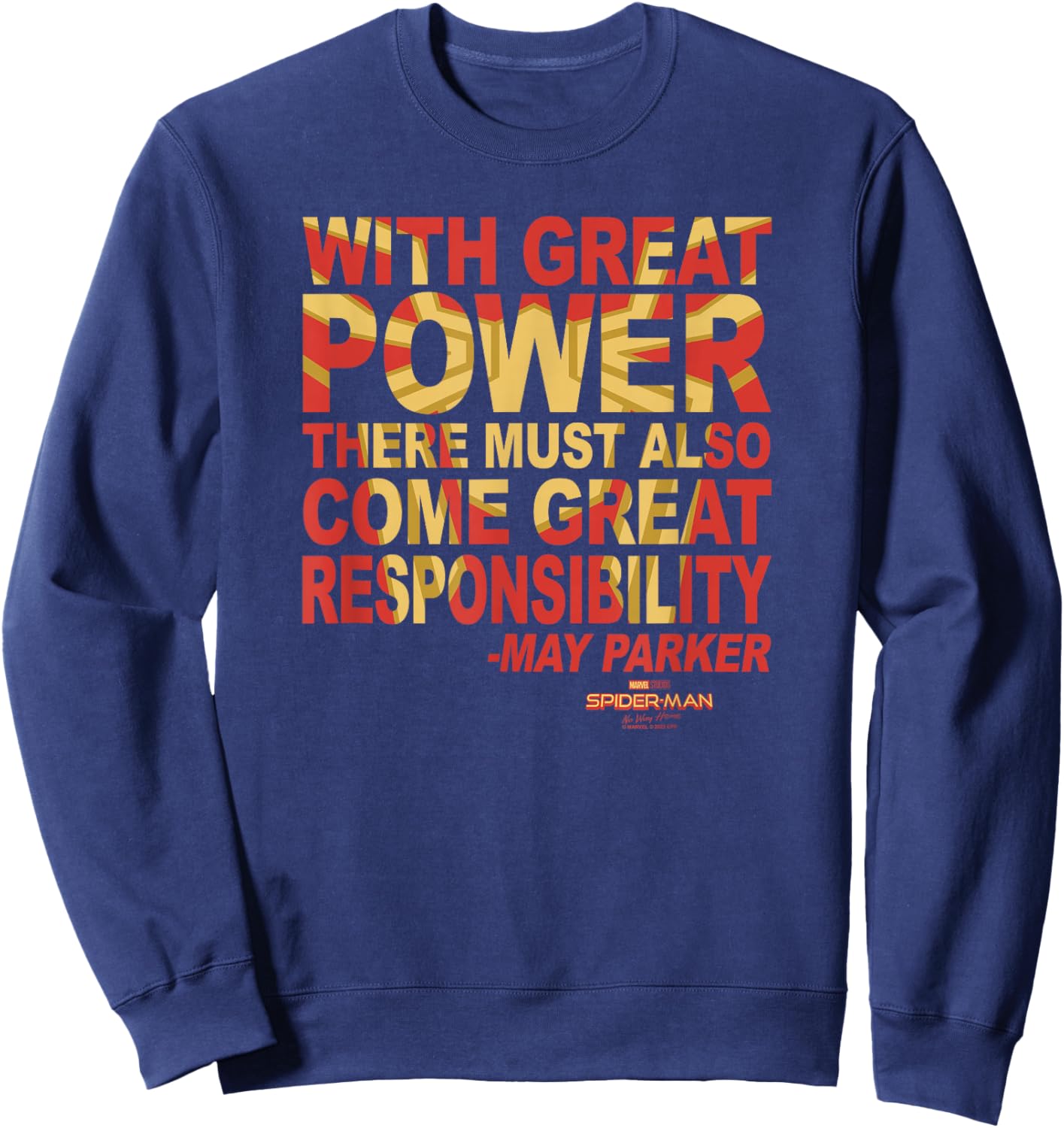 Marvel Spider-Man No Way Home Great Responsibility Quote Sweatshirt - Sweatshirt | Navy