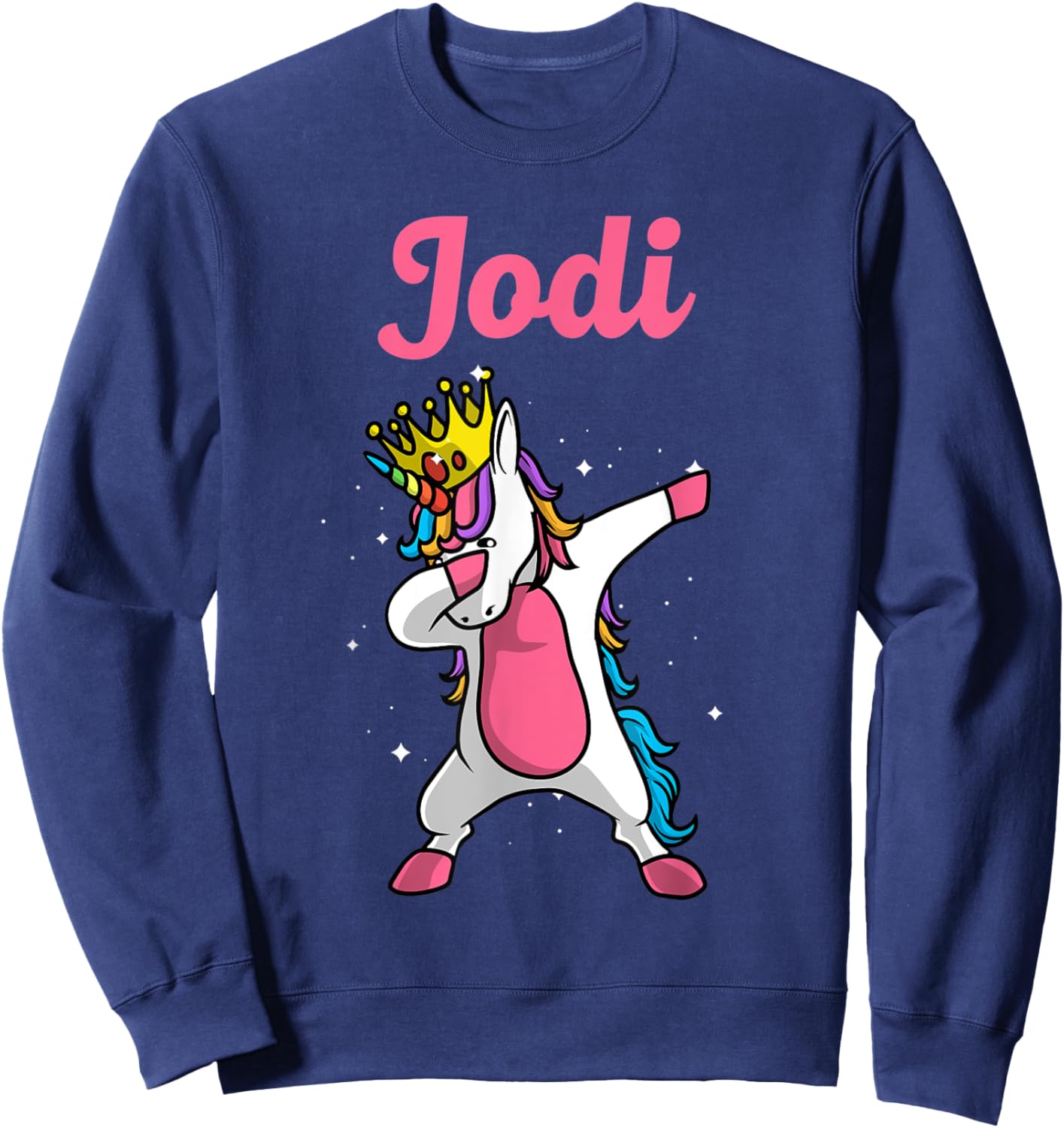 JODI Gift Name Personalized Birthday Dabbing Unicorn Queen Sweatshirt - Sweatshirt | Navy