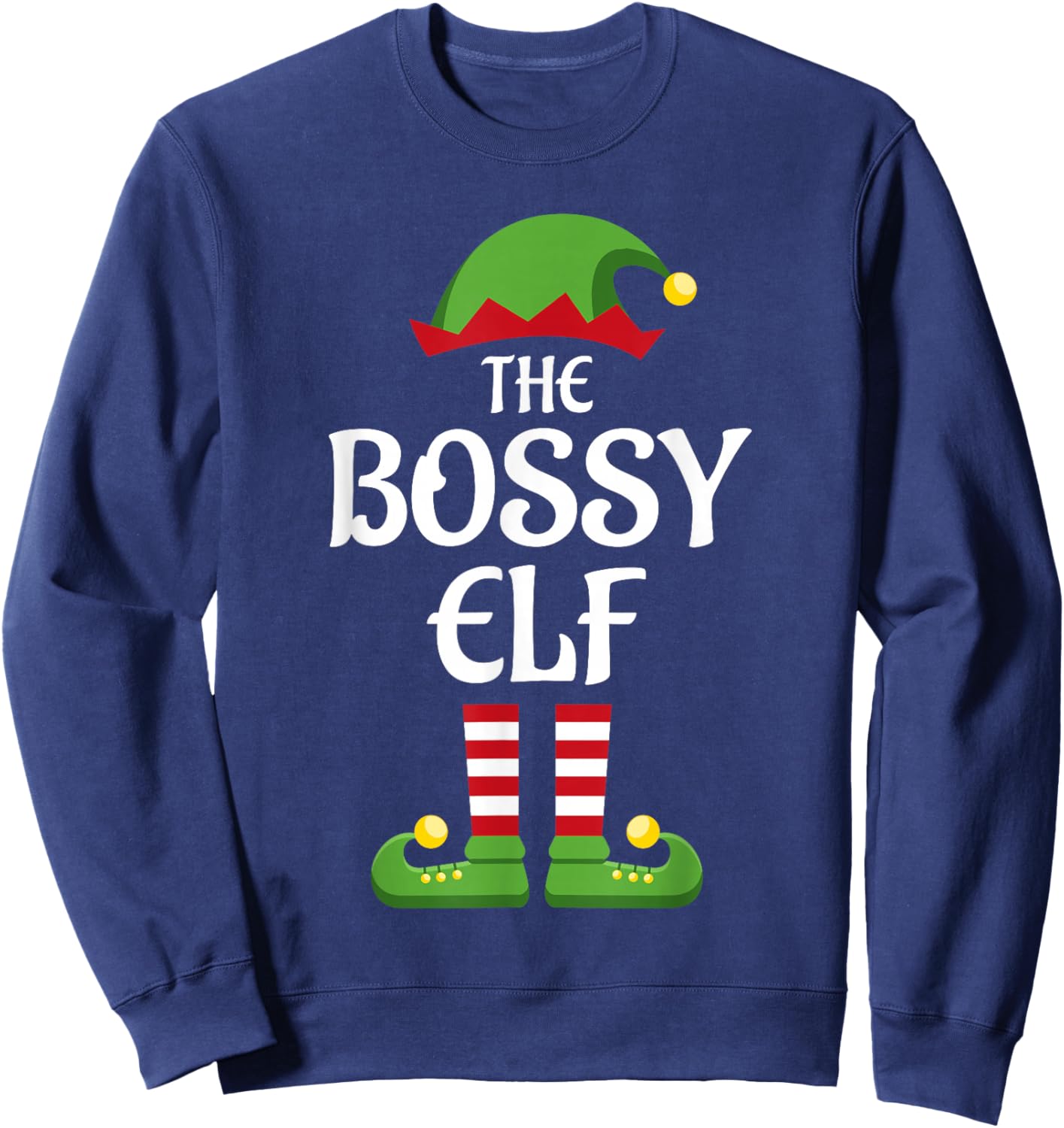 Bossy Elf Family Matching Group Christmas Sweatshirt - Sweatshirt | Navy