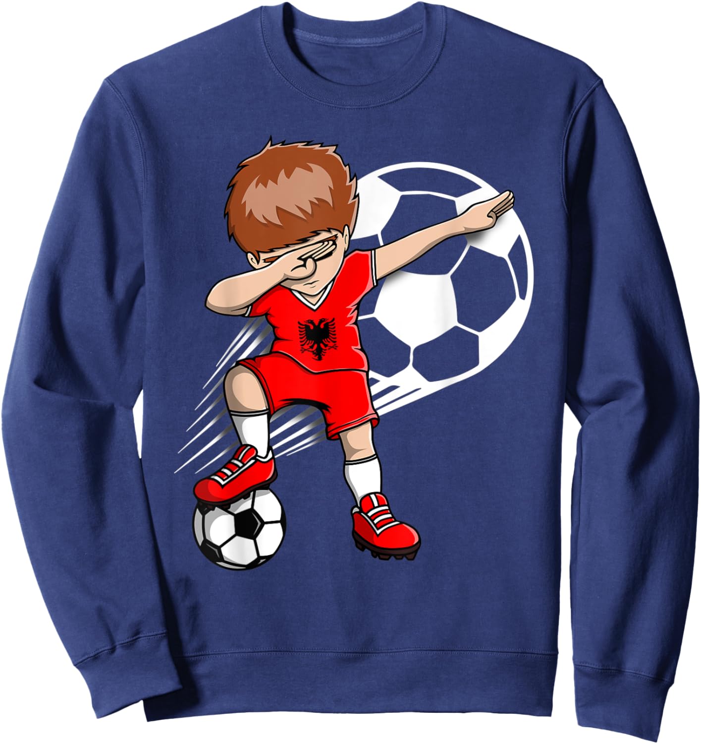 Dabbing Soccer Boy - Albania Jersey Albanian Football Fans Sweatshirt - Sweatshirt | Navy