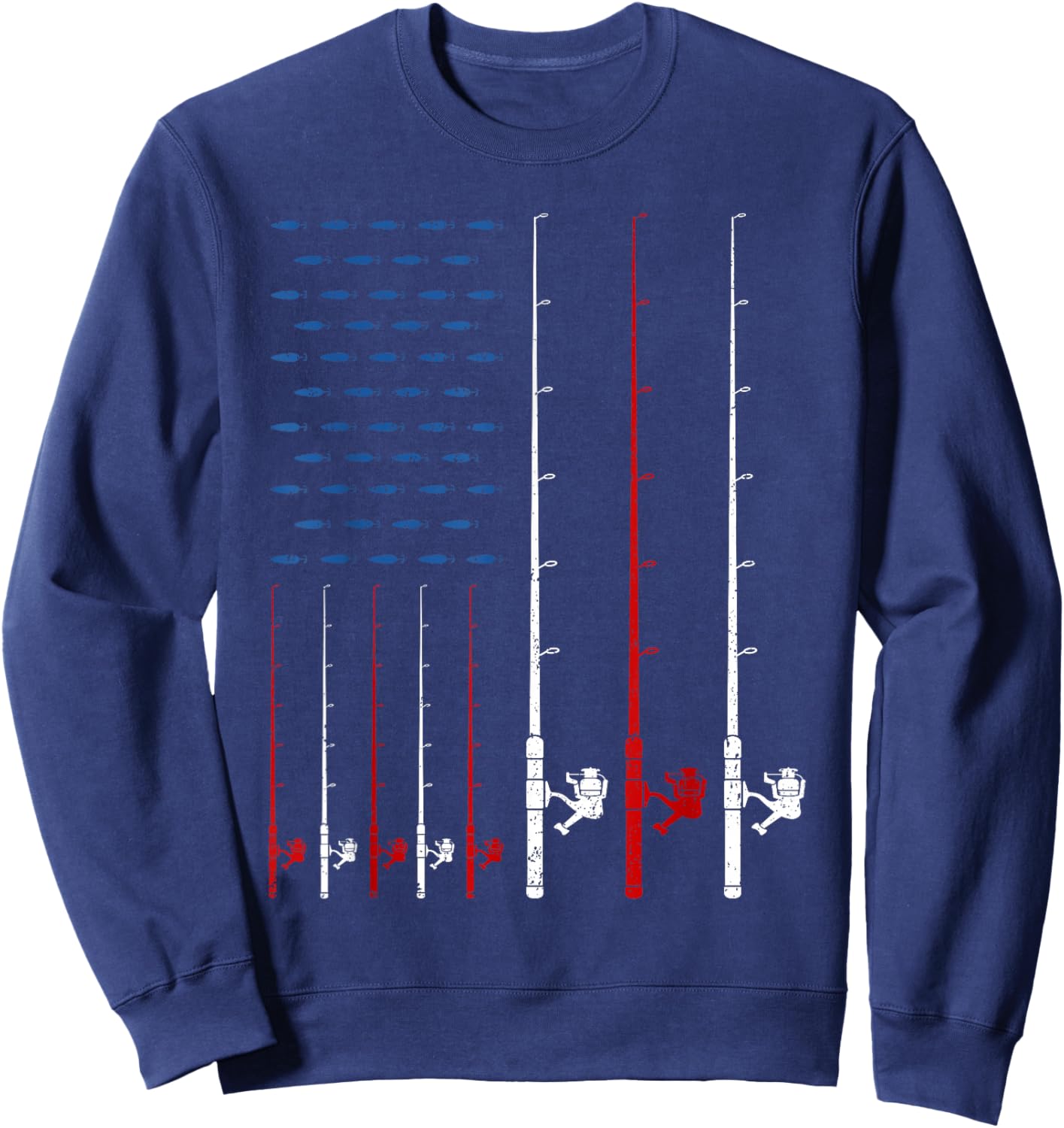 Fishing Rods American Flag Sweatshirt - Sweatshirt | Navy