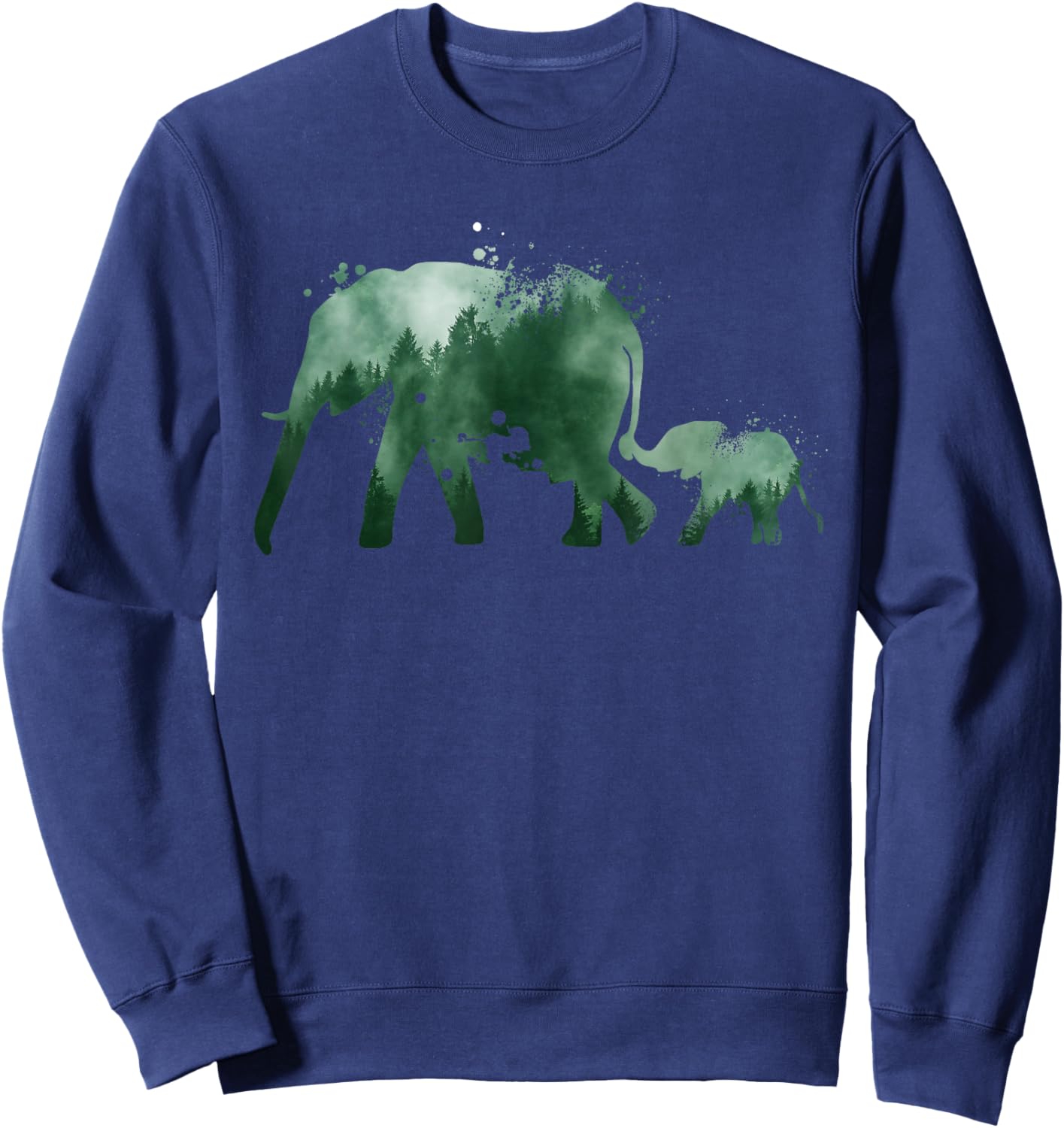 Vintage Elephant Silhouette | Men Women | Baby Elephant Sweatshirt - Sweatshirt | Navy