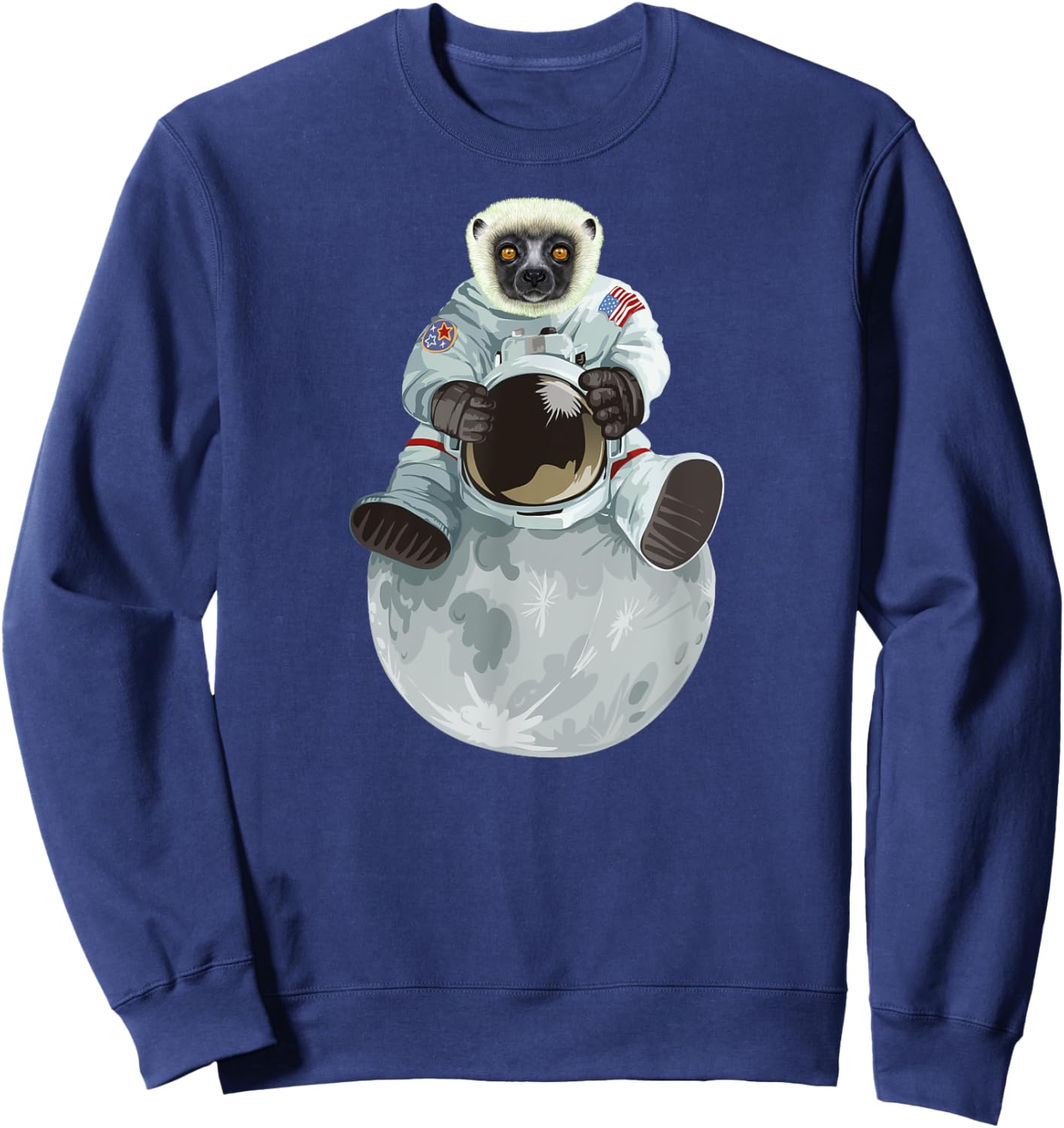 lemur astronaut Sitting moon Space Animal Coquerel's sifaka Sweatshirt - Sweatshirt | Navy