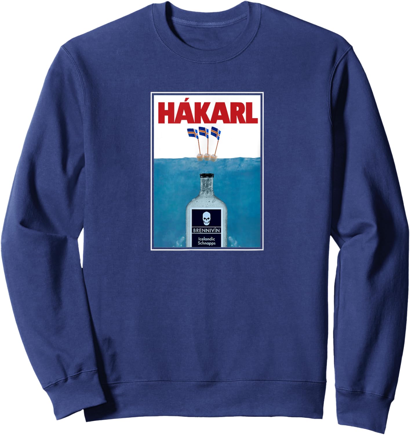 Hakarl Iceland Shark Brennivín Shot Viking Foodie Sweatshirt - Sweatshirt | Navy