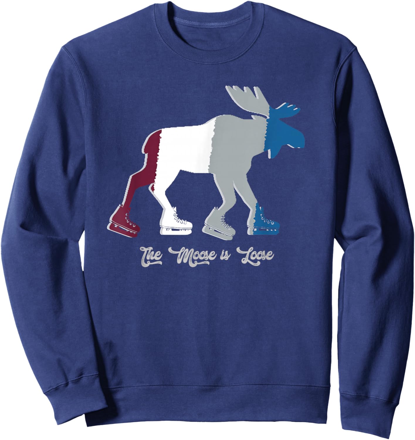 The Moose is Loose - Hockey Skates Sweatshirt - Sweatshirt | Navy