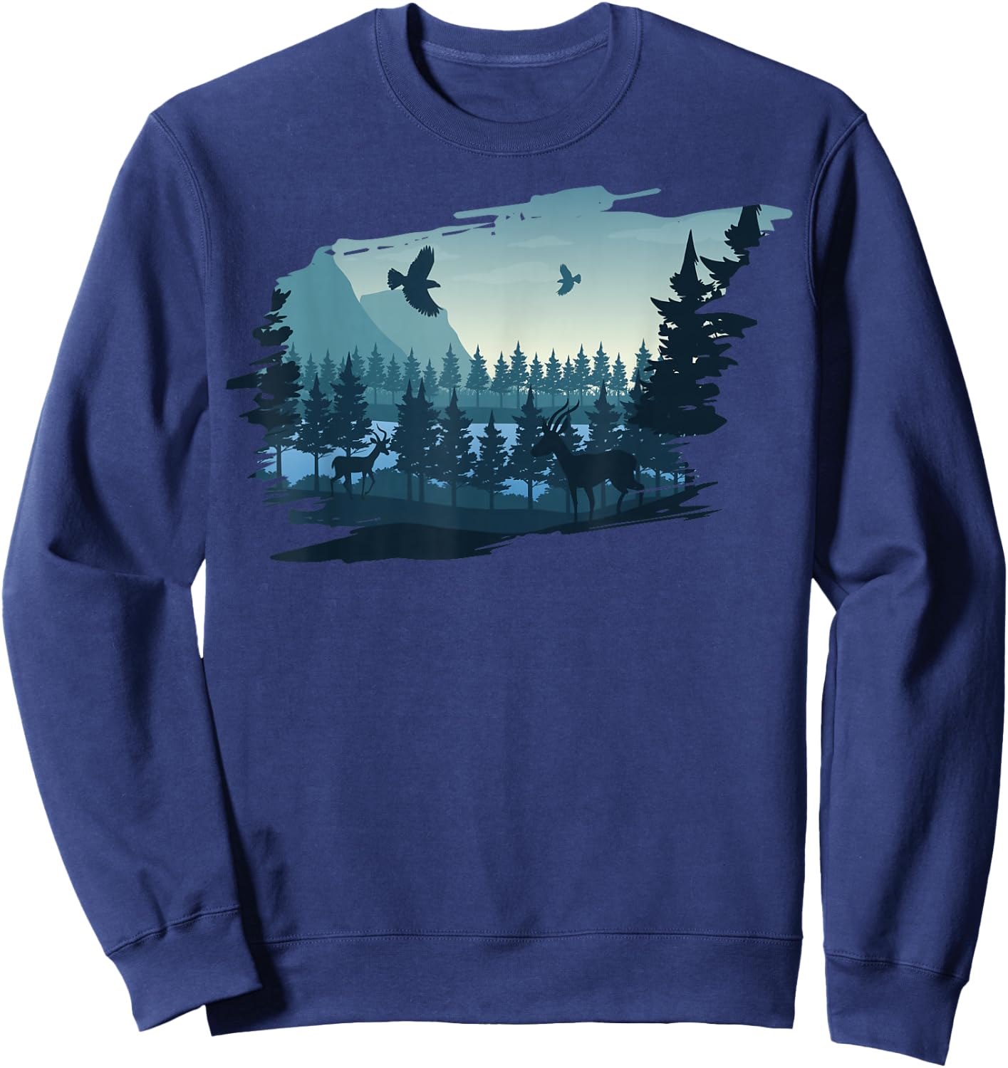 Beautiful Mountain, Nature Trees and Forest Sweatshirt - Sweatshirt | Navy