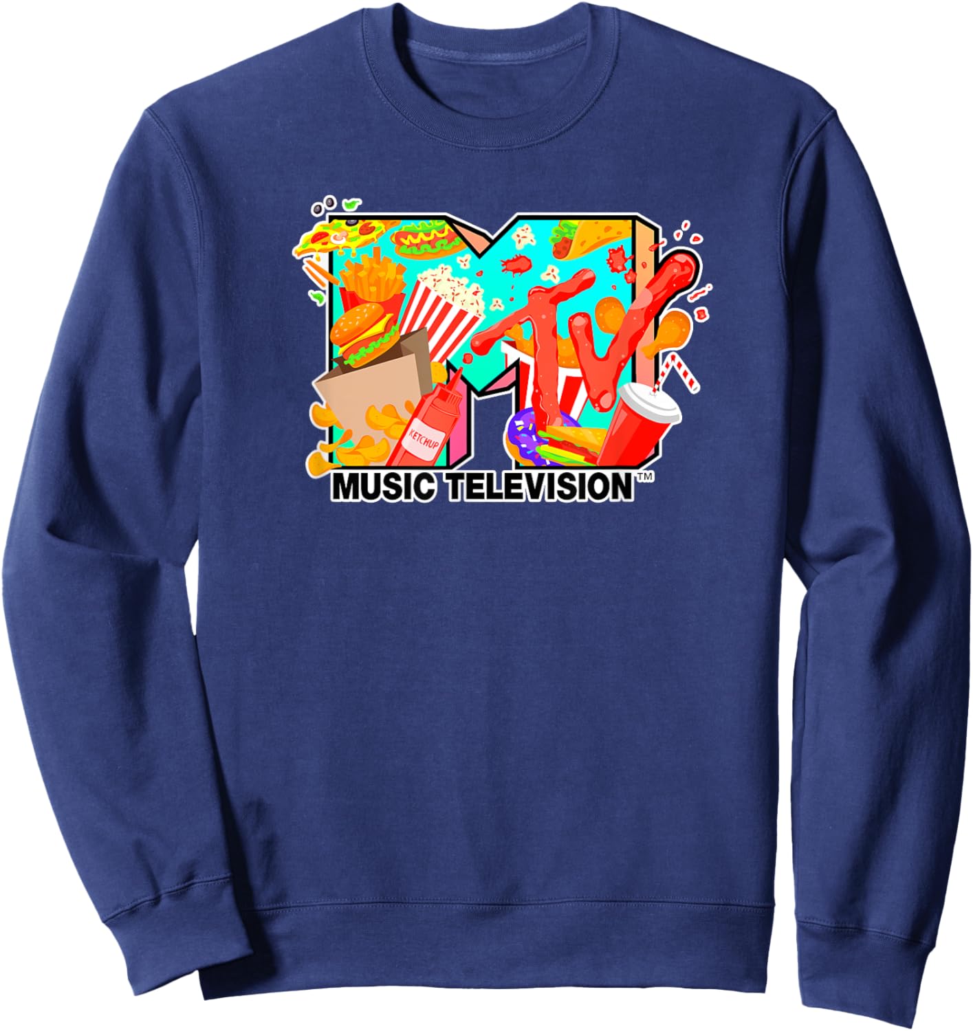 Mademark x MTV - Music Television - Fast Food Lovers Sweatshirt - Sweatshirt | Navy