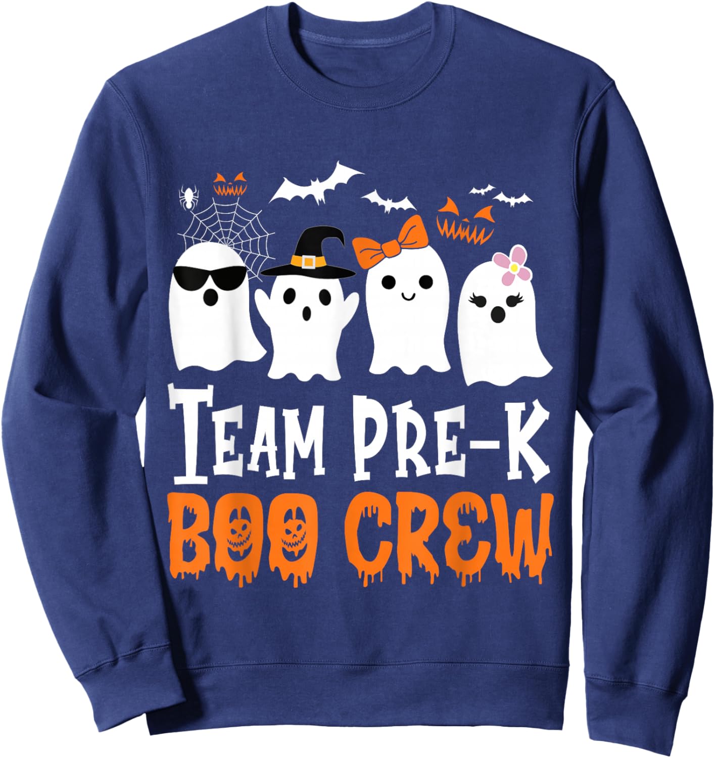 Team Preschool Boo Crew Halloween Ghost Sweatshirt - Sweatshirt | Navy