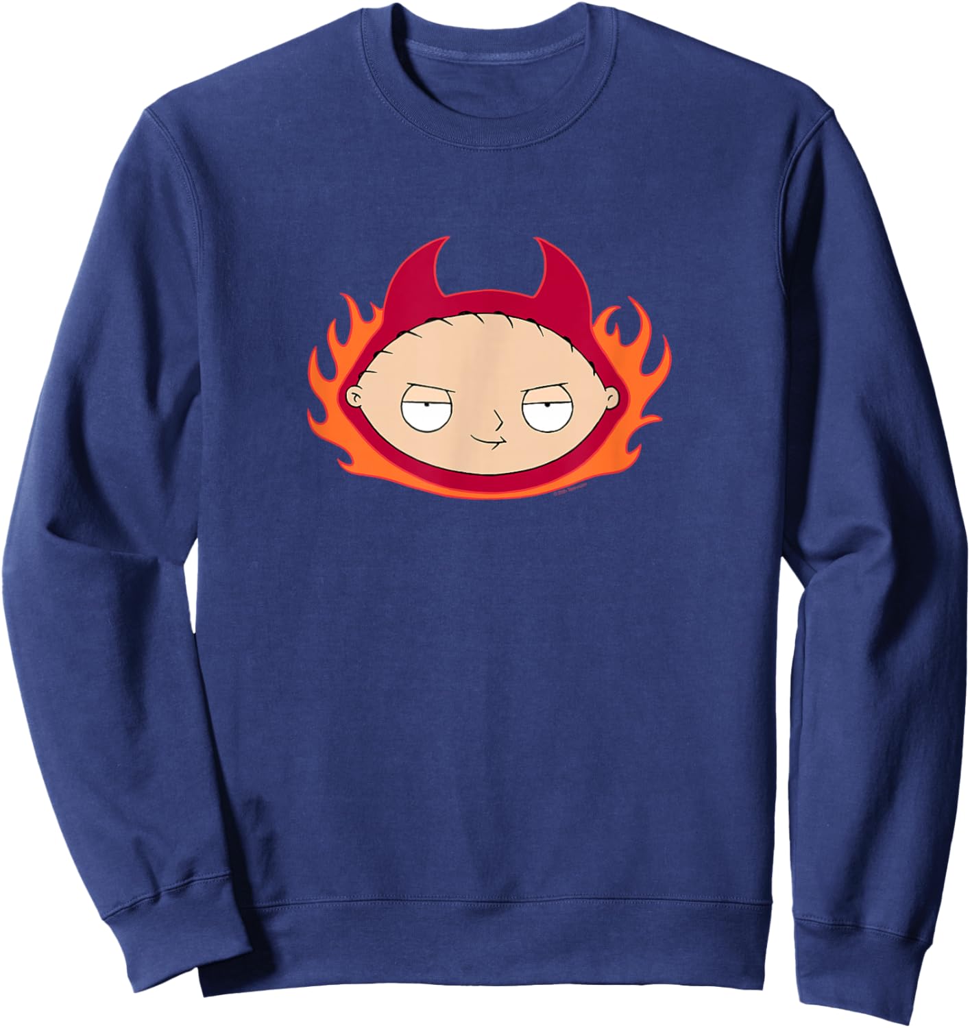 Family Guy Devil Stewie with Flames Cartoon Sweatshirt - Sweatshirt | Navy