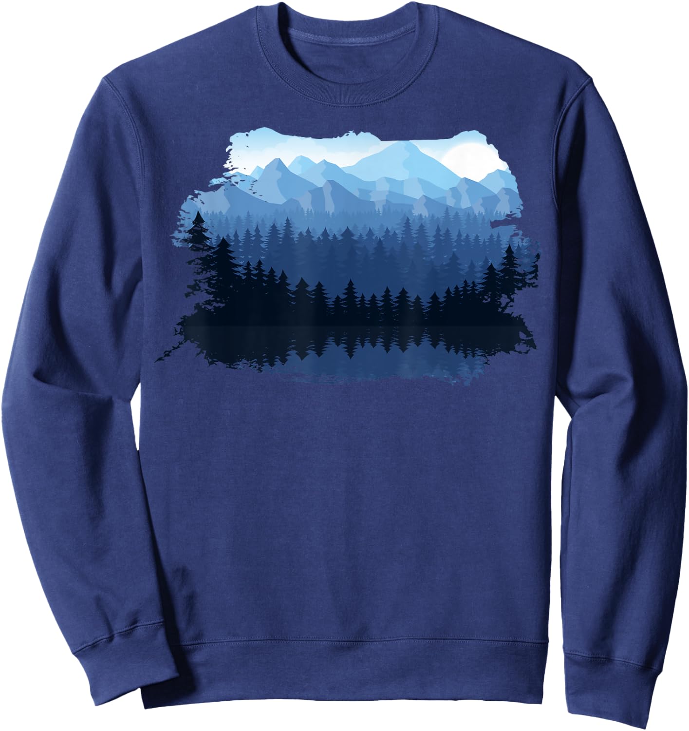Beautiful Mountain, Nature Trees and Forest Sweatshirt - Sweatshirt | Navy