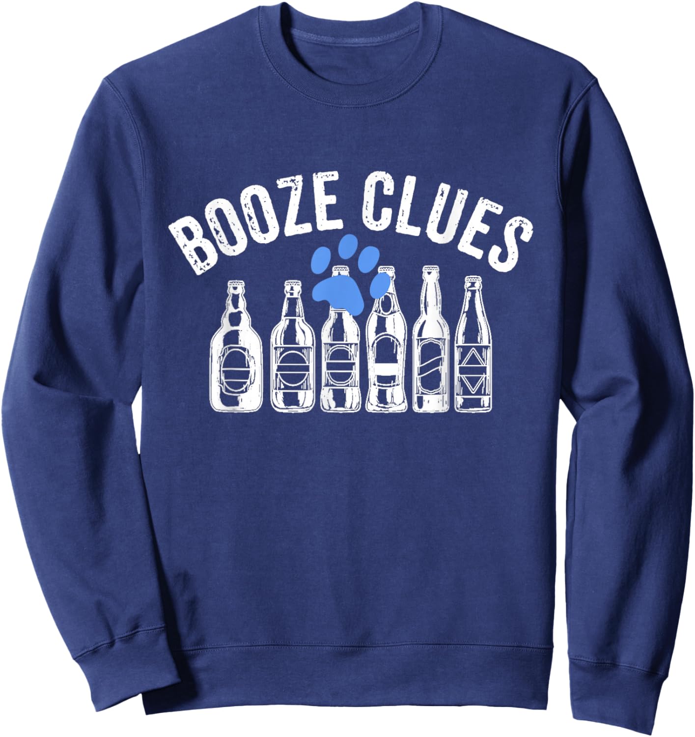 Booze Clues Funny Drinking Vintage Adult Humor Sweatshirt - Sweatshirt | Navy