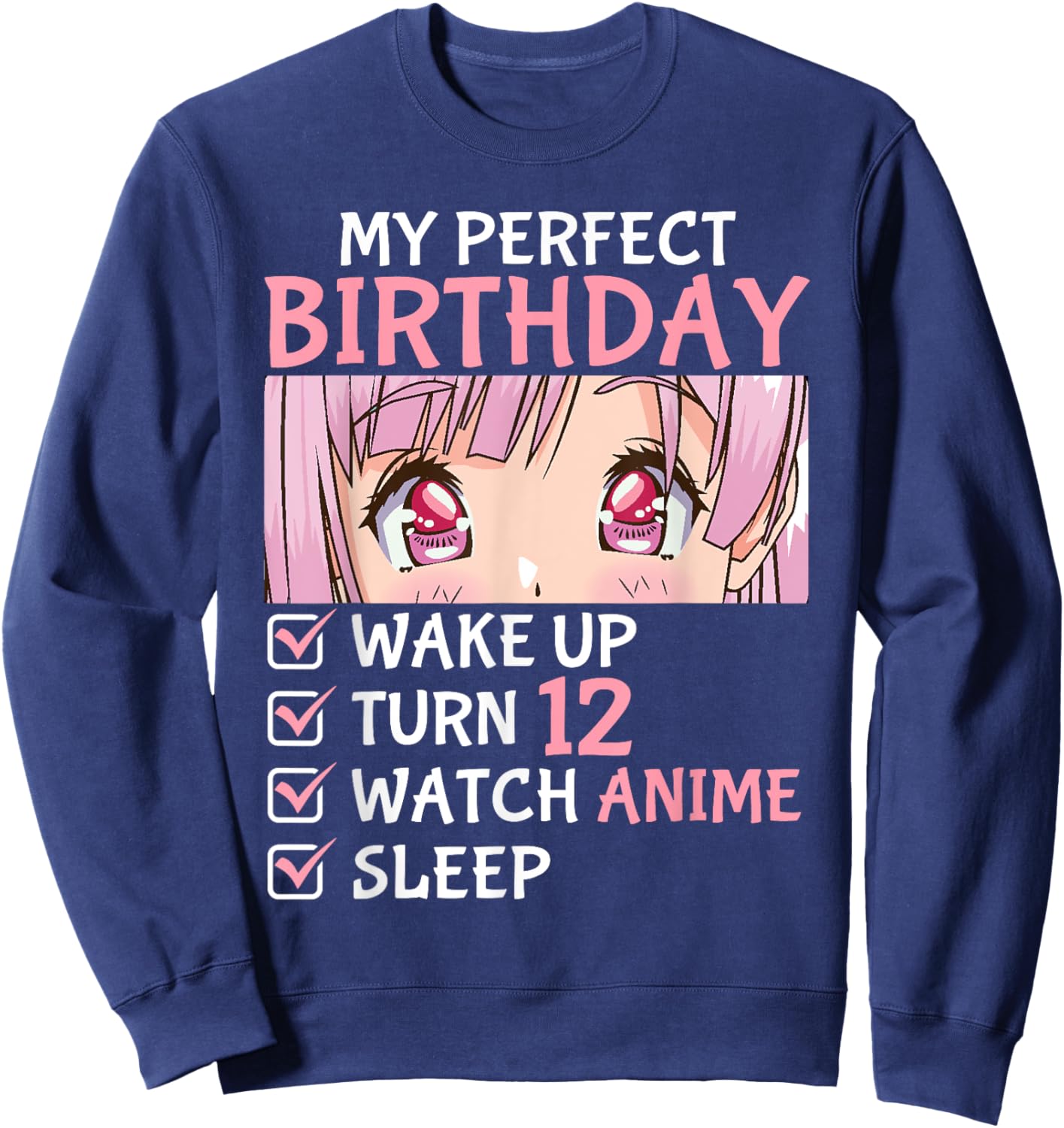 12th Birthday Watch Anime 12 Years Old Anime Teen Girls Sweatshirt - Sweatshirt | Navy