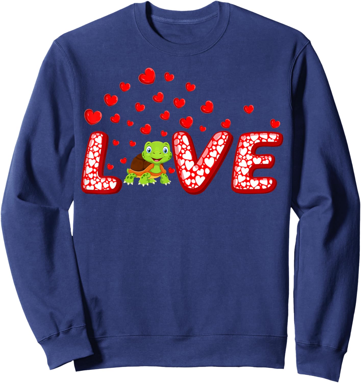 Turtle Lover Funny Hearts Love Turtle Valentine's Day Sweatshirt - Sweatshirt | Navy