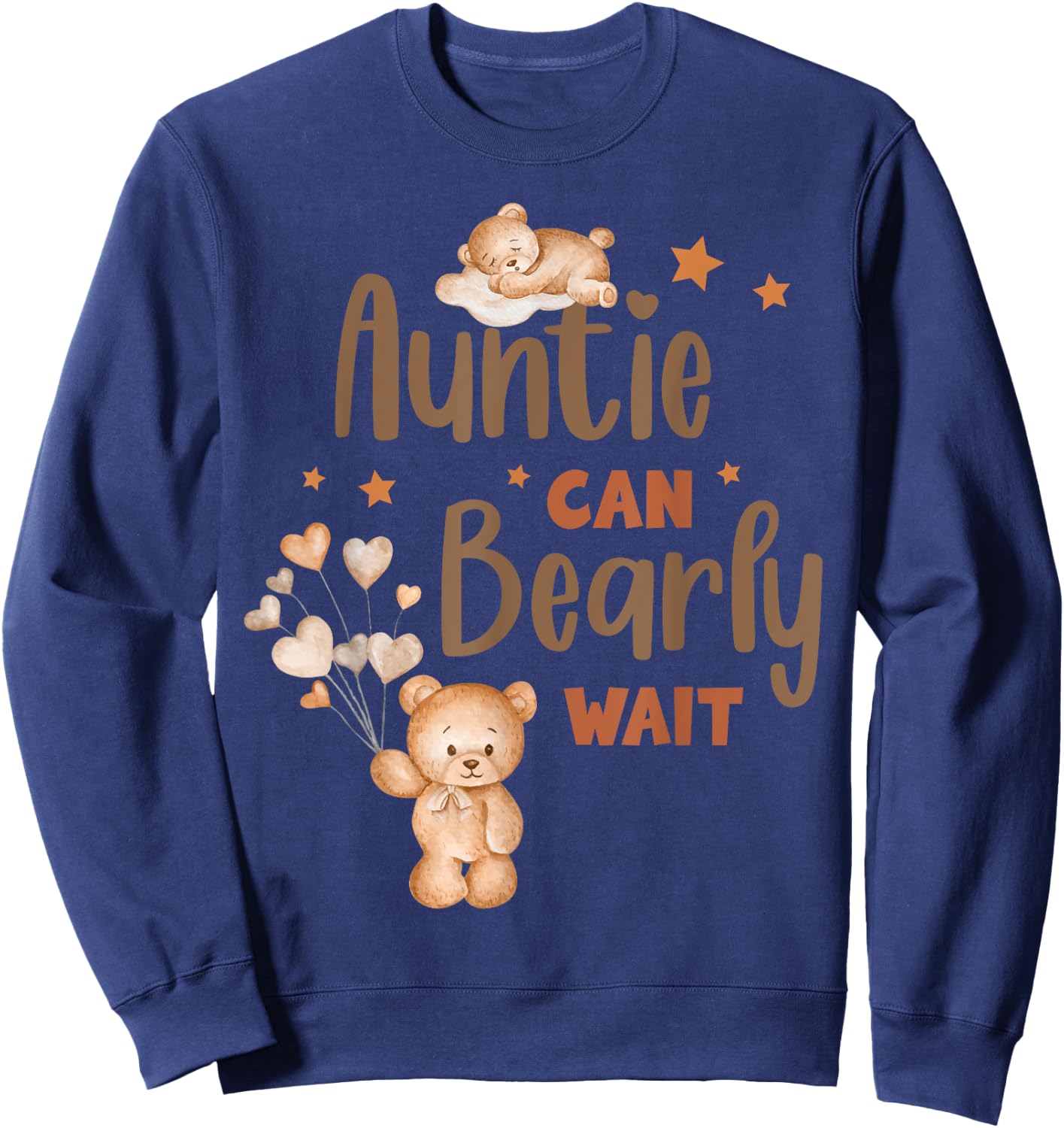 Auntie Can Bearly Wait Funny Gender Reveal 2025 Pregnant Sweatshirt - Sweatshirt | Navy