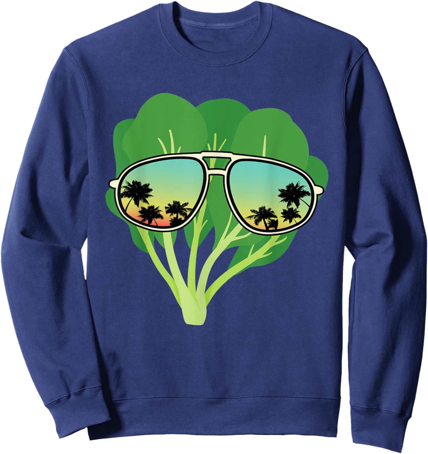 Funny Spinach With Sunglasses Outfit Love Healthy Food Sweatshirt - Sweatshirt | Navy