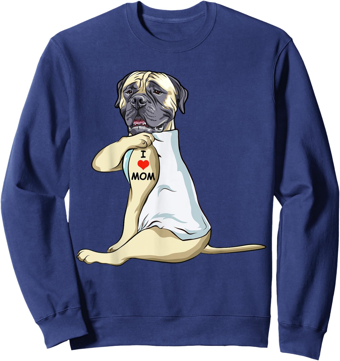 I Love Mom Tattoo English Mastiff Mom Dog Lover Women Sweatshirt - Sweatshirt | Navy