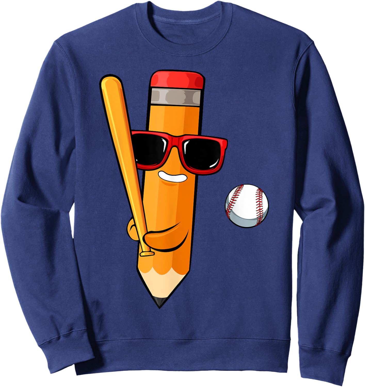 Baseball Player Pencil Back To School Cute Sport Students Sweatshirt - Sweatshirt | Navy
