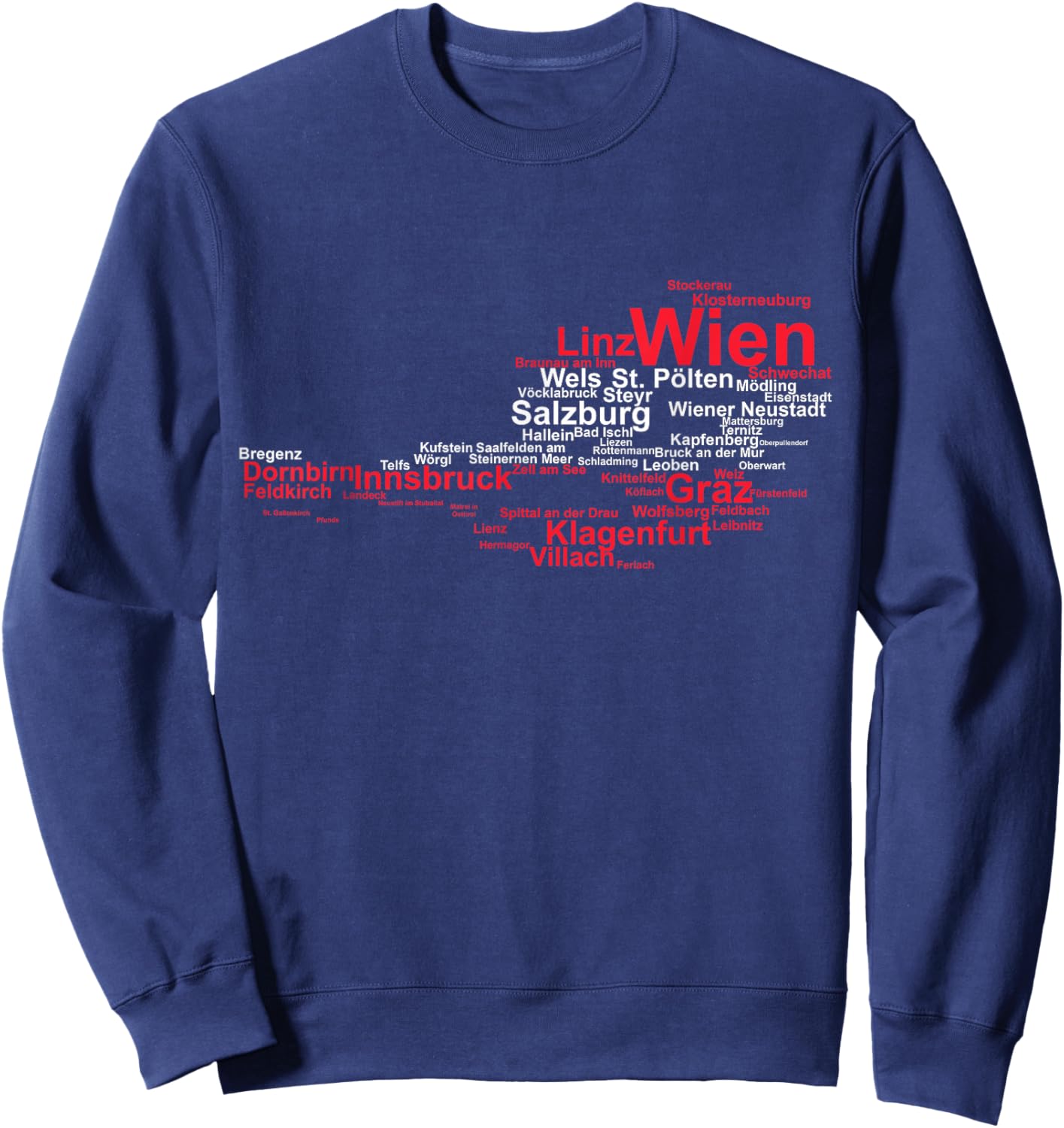 Austria Map Flag Silhouette Cities Holiday Travel Vienna Sweatshirt - Sweatshirt | Navy