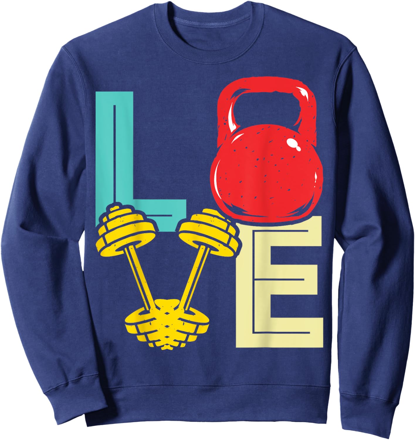 Love Weightlifting Funny Valentine's Day Vintage Fitness Gym Sweatshirt - Sweatshirt | Navy