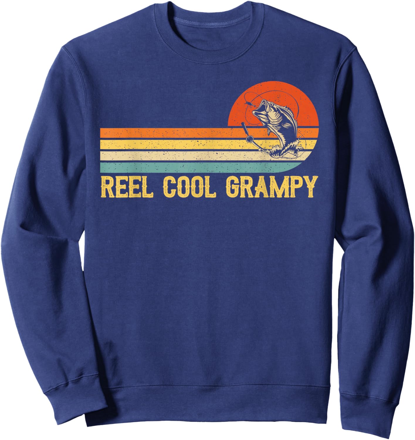 Reel Cool Grampy Fishing Shirt Funny Fish Vintage Sweatshirt - Sweatshirt | Navy