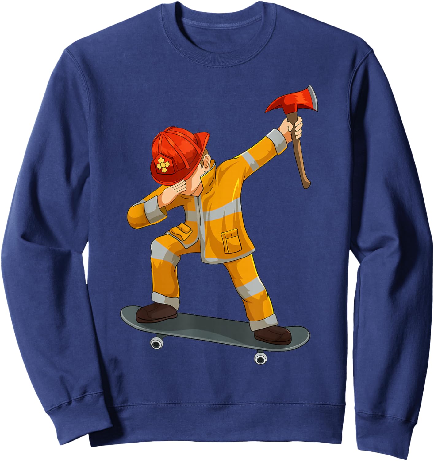 Skateboarding Dabbing Firefighter Skater Skateboard Sweatshirt - Sweatshirt | Navy