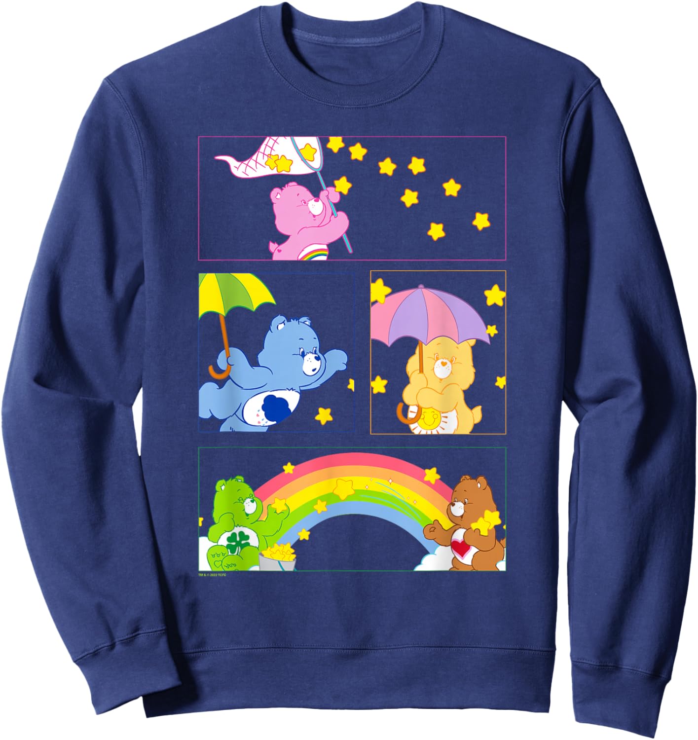 Care Bears Vintage Catching Stars Rainbow Group Panels Sweatshirt - Sweatshirt | Navy