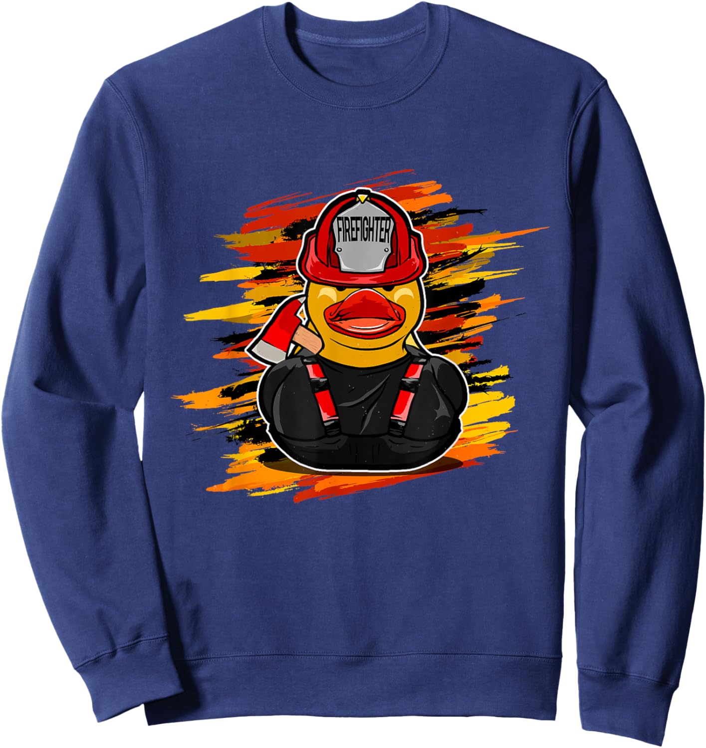 Fire Brigade Duck -Kids Black Firefighter Duck Sweatshirt - Sweatshirt | Navy