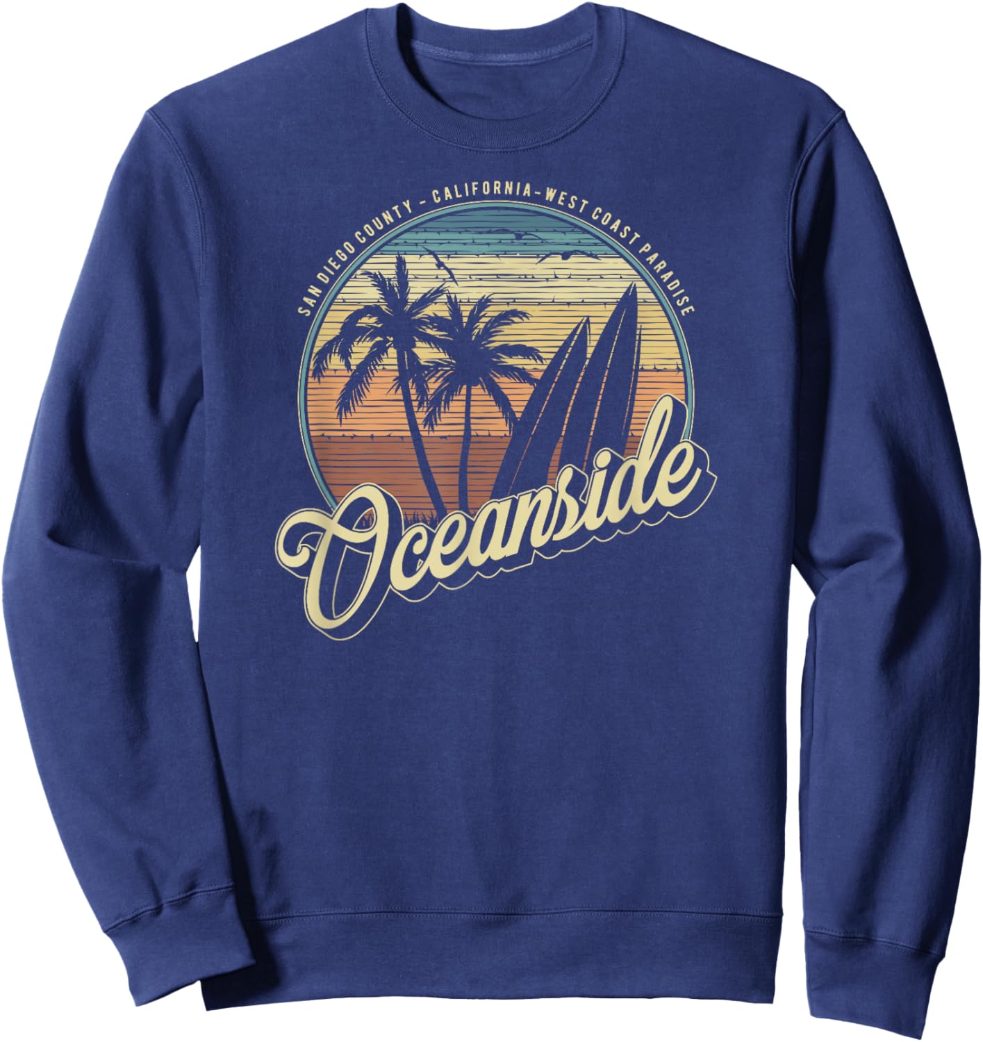 Vintage Oceanside San Diego County California Surf Style Sweatshirt - Sweatshirt | Navy