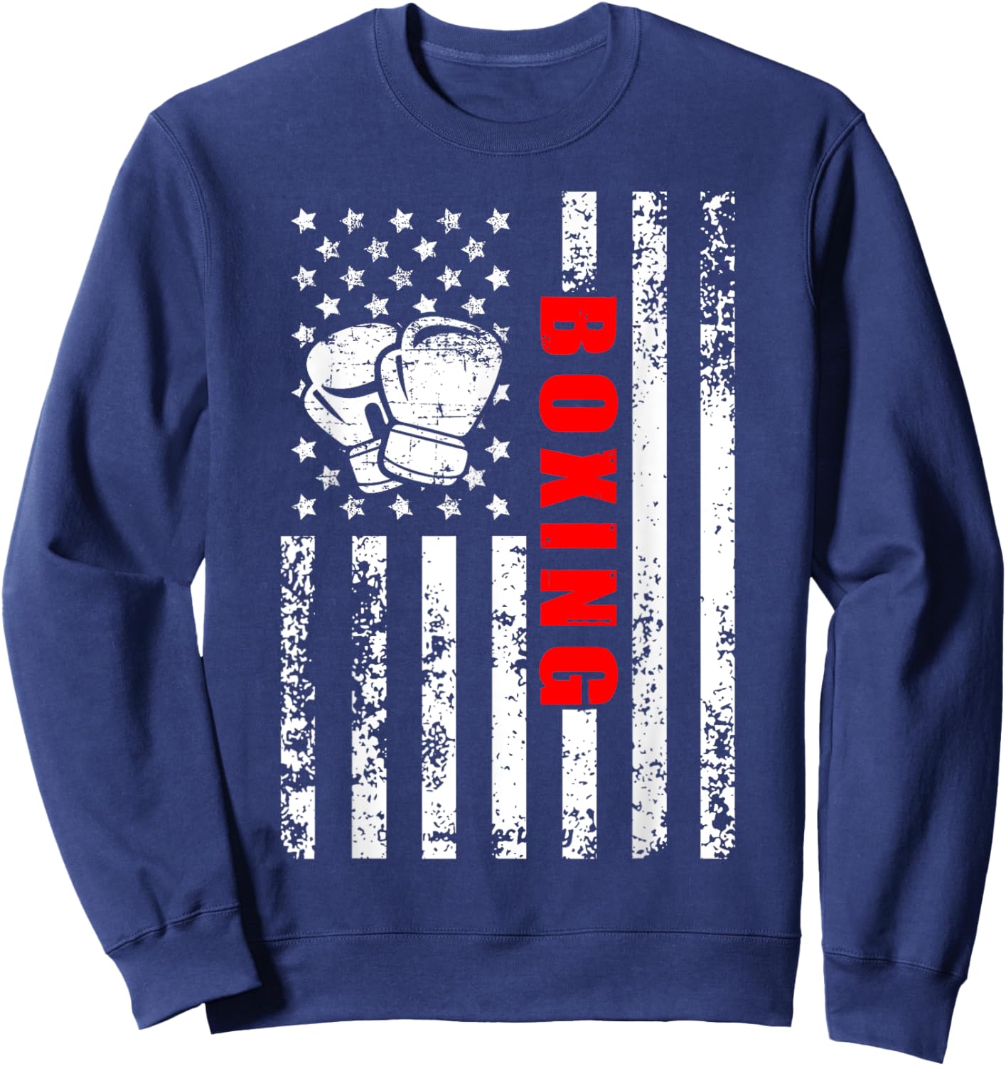 American Flag Boxing Patriotic Boxing Sweatshirt - Sweatshirt | Navy