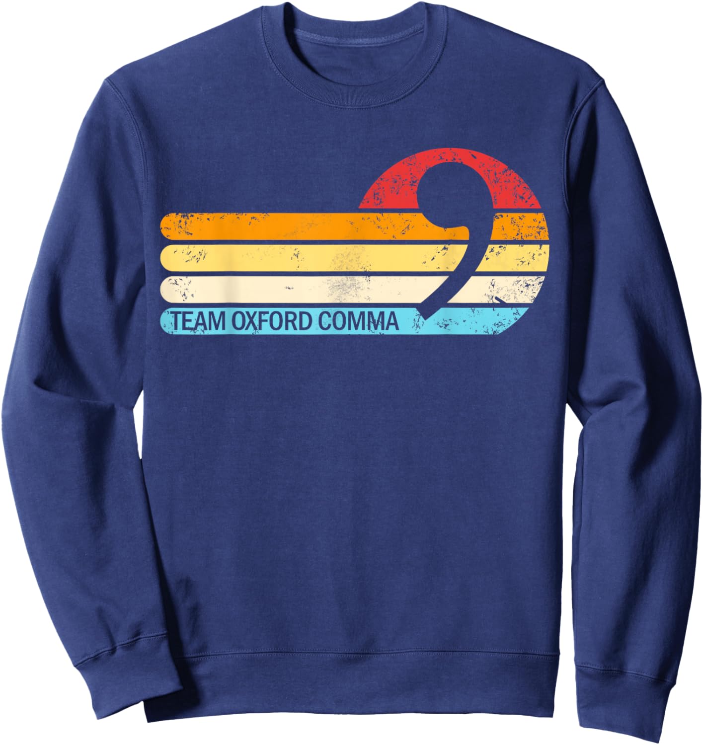 Team Oxford Comma Retro Sunset Team Oxford Comma Sweatshirt - Sweatshirt | Navy