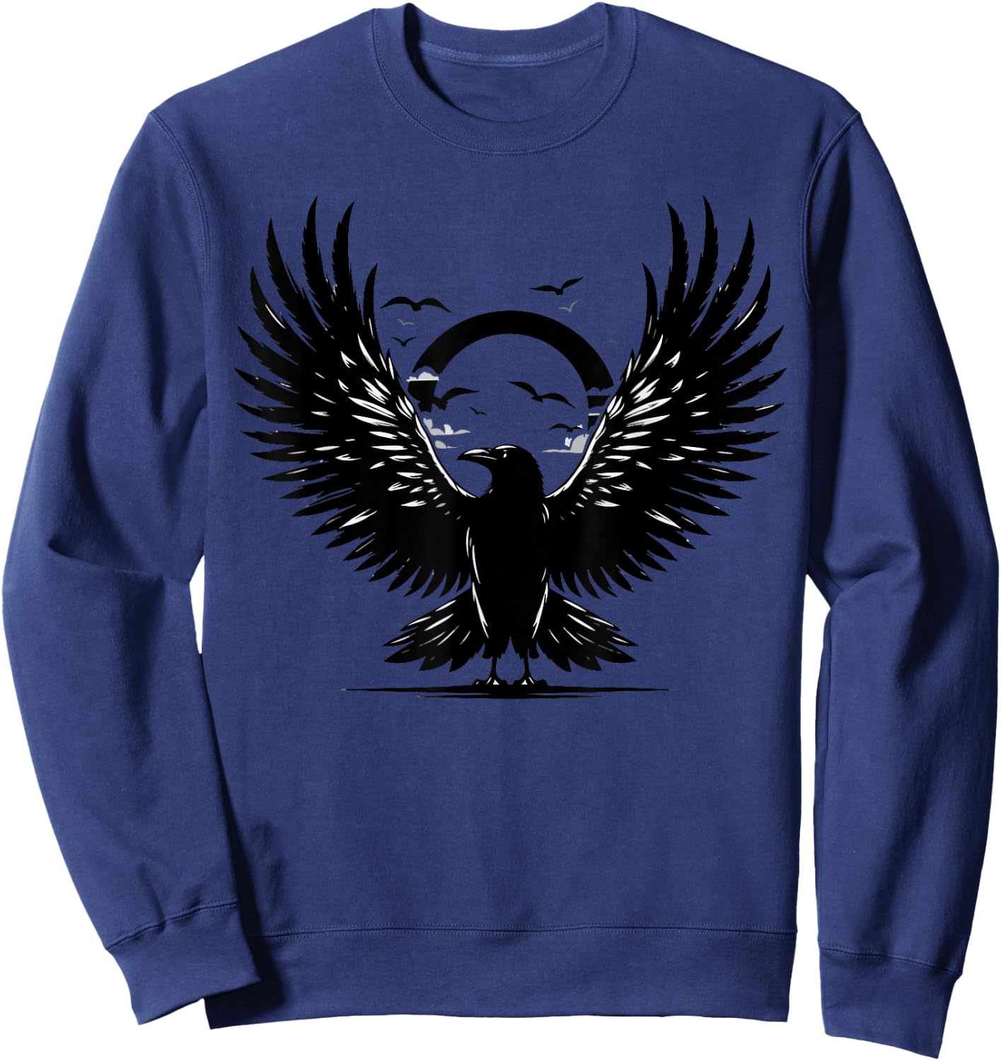Beautiful Black Crow Raven Bird Silhouette Sweatshirt - Sweatshirt | Navy