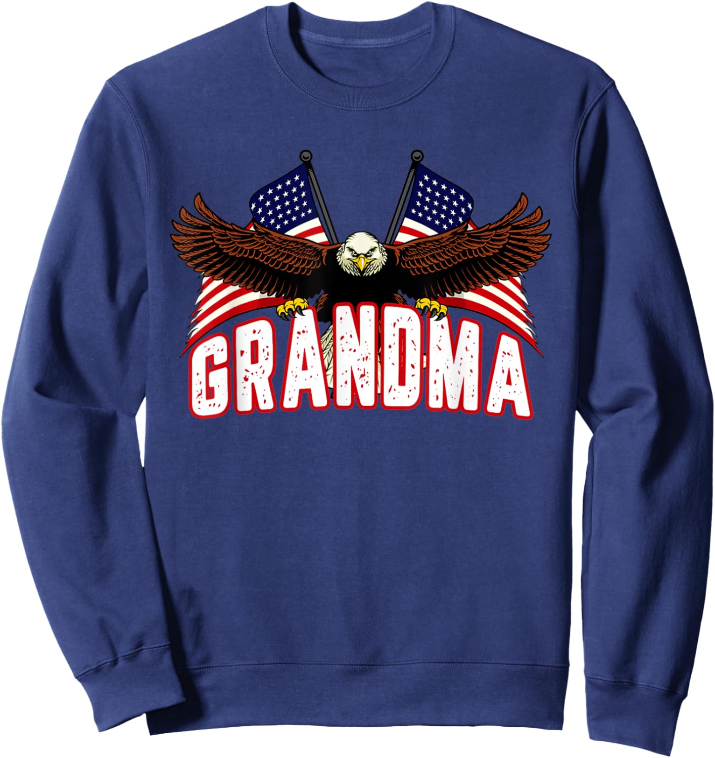 Retro Grandma American Flag Bald Eagle Patriotic 4th of July Men Sweatshirt - Sweatshirt | Navy