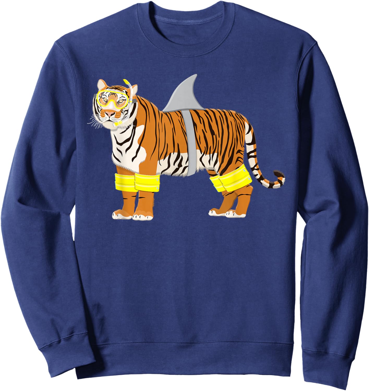 Tiger Shark Tiger Dresses Like Shark Funny Animal Pun Sweatshirt - Sweatshirt | Navy