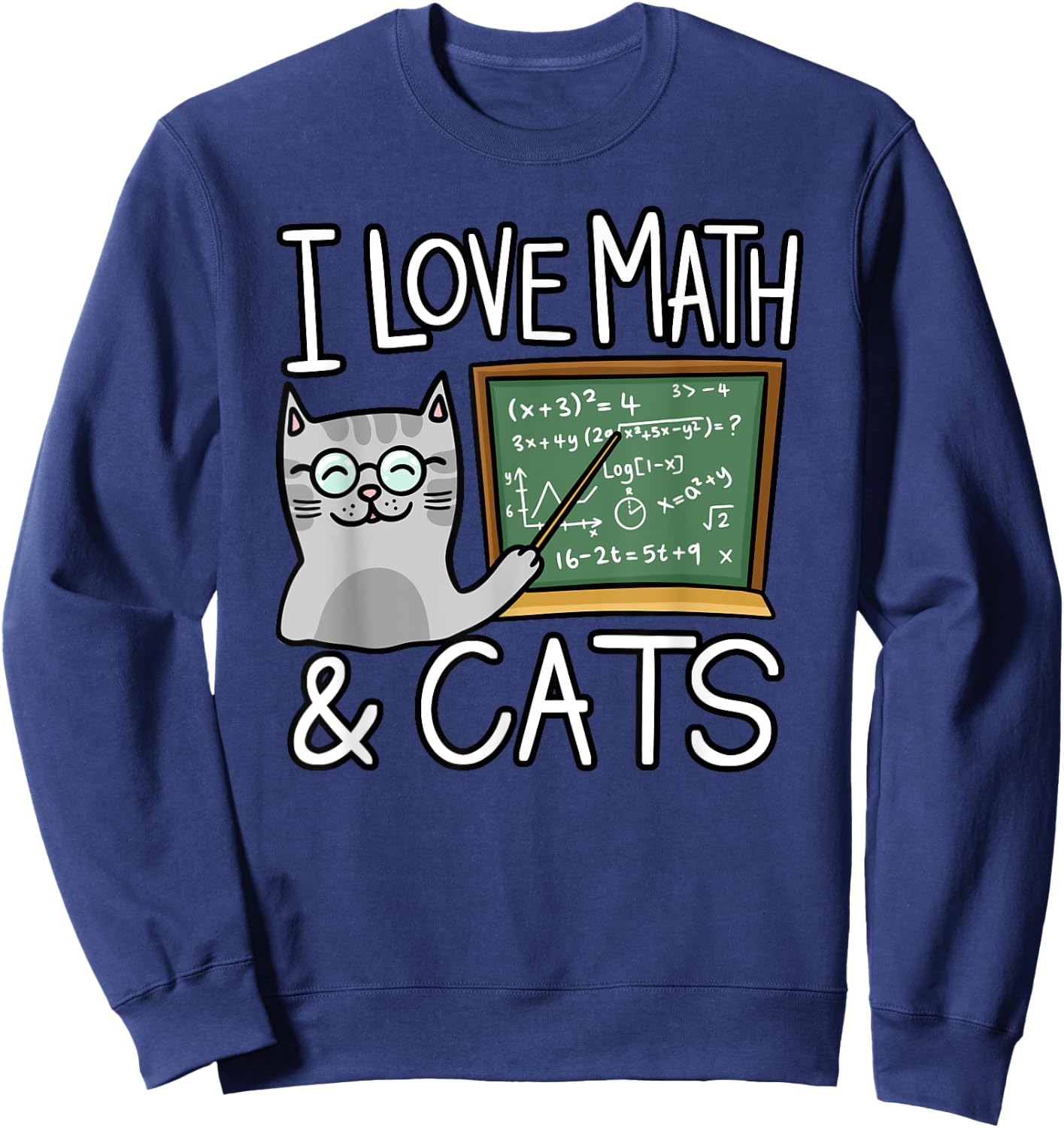 Funny Cat Lover, Math And Cat, Funny Math Lover Women Kids Sweatshirt - Sweatshirt | Navy