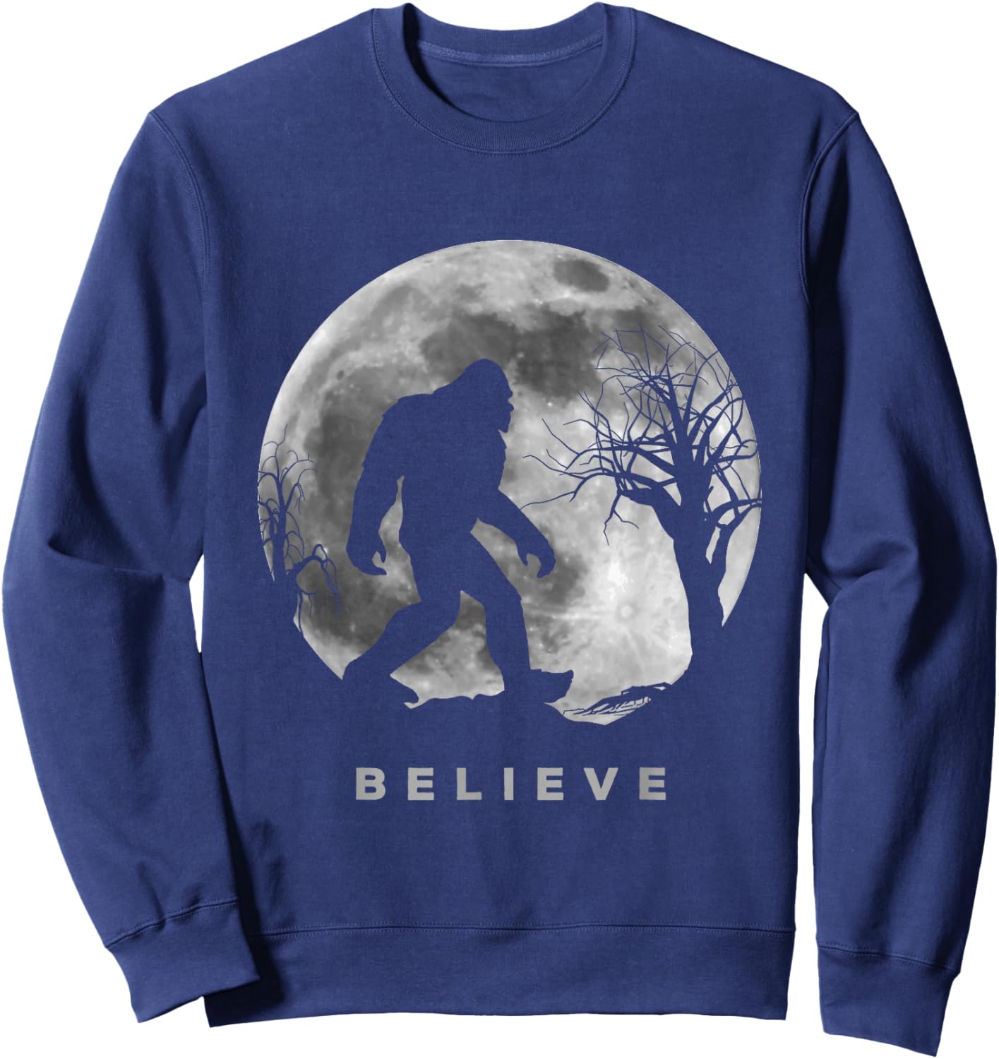Bigfoot Night Full Moon Shirt I Believe Sasquatch Men Kids Sweatshirt - Sweatshirt | Navy
